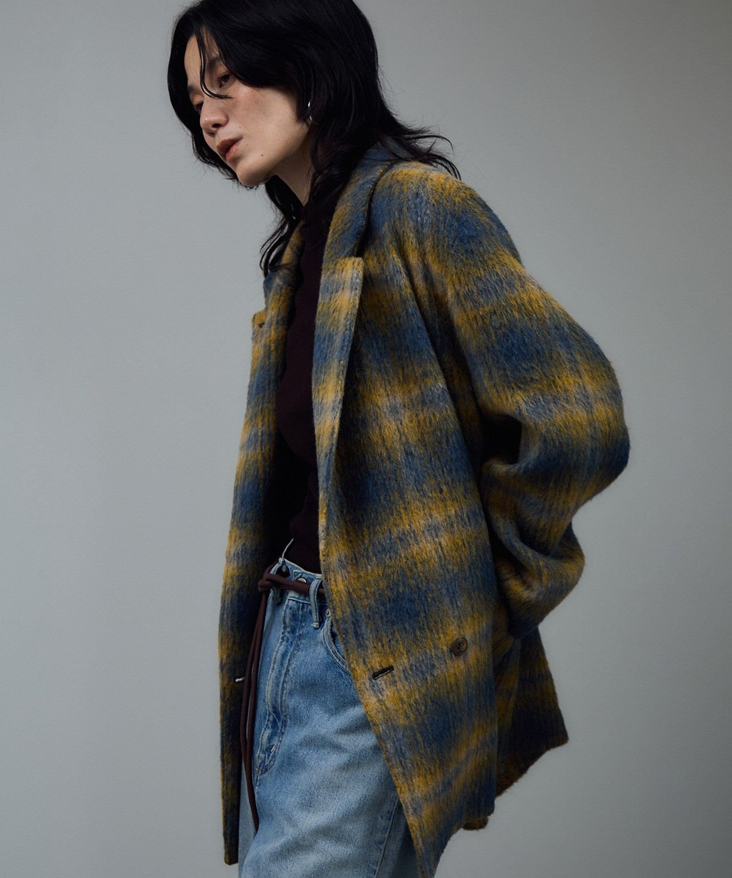 【サロン アダム エ ロペ/SALON adam et rope'】のBALLIシャギージャケットコート インテリア・キッズ・メンズ・レディースファッション・服の通販 founy(ファニー) 　ファッション　Fashion　レディースファッション　Ladies' Fashion Online　アウター　Coat Outerwear　コート　Coats　ジャケット　Jackets　イエロー　Yellow　イタリア　Italy　シンプル　Simple　ジャケット　Jacket　セットアップ　Set Up　チェック　Check　トレンド　Trend　バランス　Balance　リラックス　Relax　ロング　Long　エレガント 上品　Elegant　イエロー系(81)|ID: prp329100004589505 ipo3291000000032560910