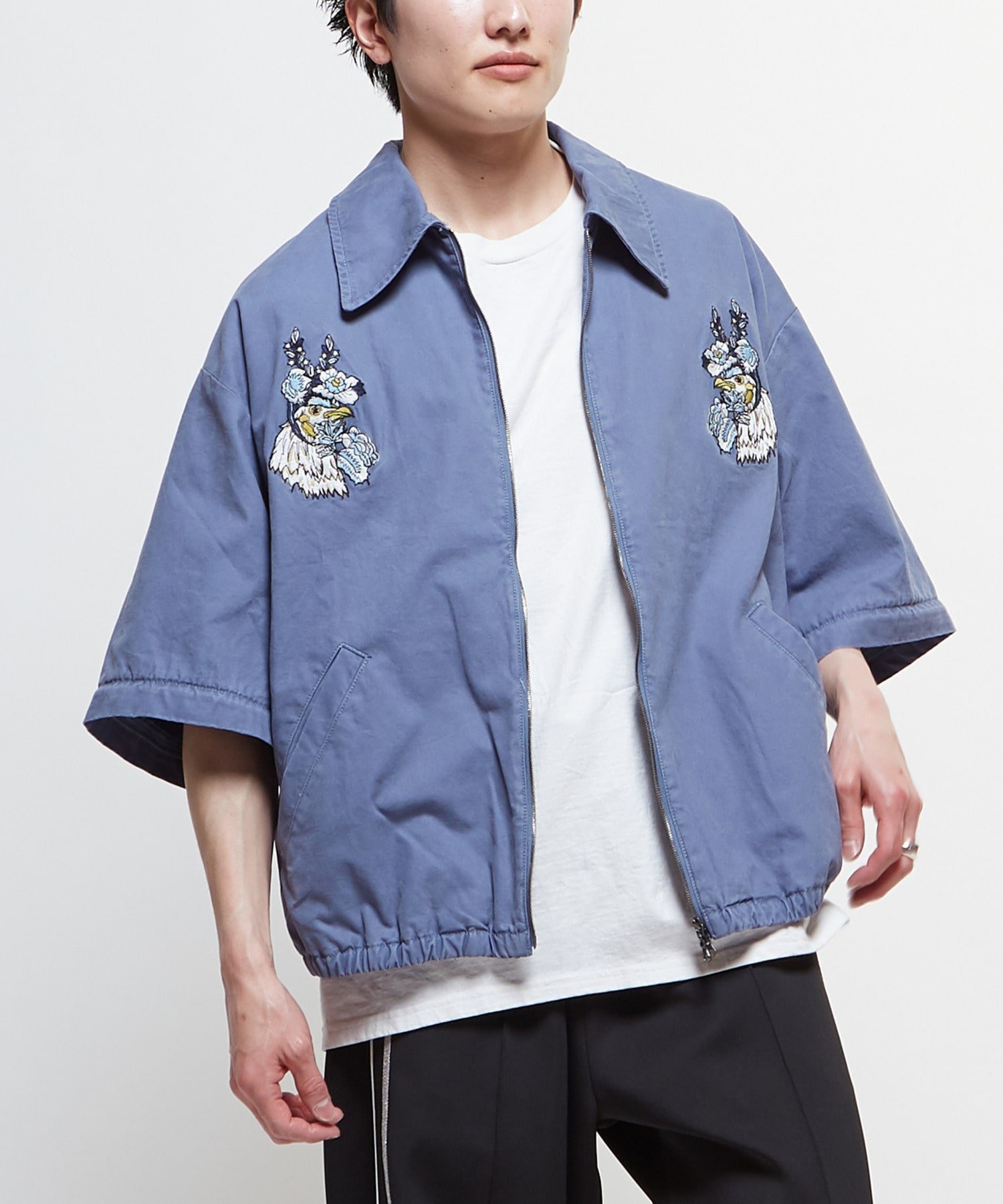 【コンバーストウキョウ/CONVERSE TOKYO】の2WAY DETACHABLE EMBROIDERY BLOUSON インテリア・キッズ・メンズ・レディースファッション・服の通販 founy(ファニー) 　ファッション　Fashion　レディースファッション　Fashion for Women　アウター　Coat / Outerwear Collection　ブルゾンジャケット・スポーティアウター　Blouson Jackets　キャンバス　Canvas, Canvas Fabric　ジップ　Zip, Zipper　スリーブ　Sleeve, Long Sleeve / Short Sleeve　ハーフ　Half, Half-Length　フロント　Front, Front Design　ブルゾン　Blouson, Bomber Jacket　無地　Plain, Solid Color　おすすめ　Recommended / Our Picks　夏　Summer　ブルー|ID: prp329100004589507 ipo3291000000032560921