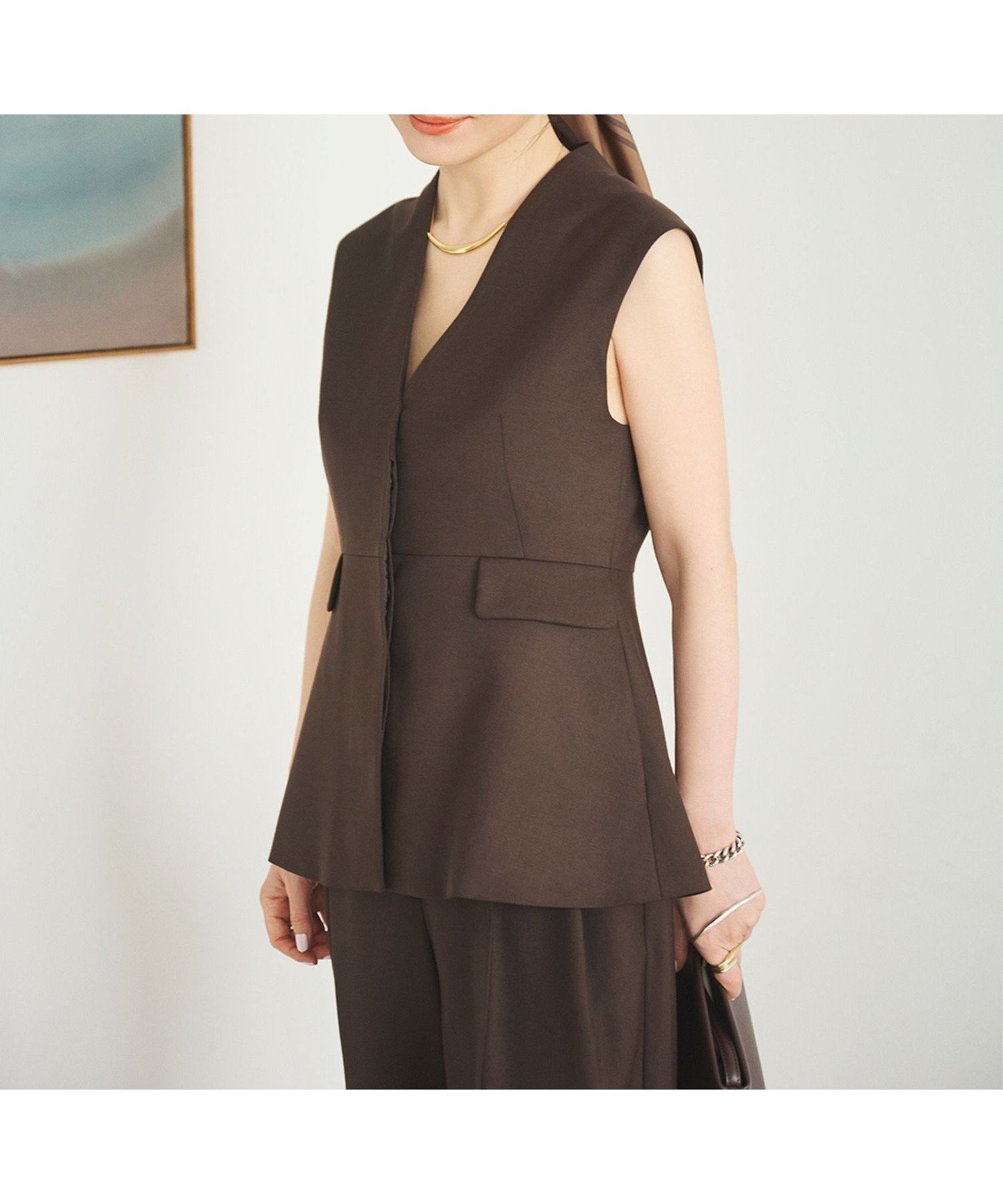 【デミルクス ビームス/Demi-Luxe BEAMS】の【YouTubeで紹介/セットアップ可能】エディター東原妙子 * Demi-Luxe BEAMS / ツイル ペプラム ジレ 25AW 人気、トレンドファッション・服の通販 founy(ファニー) 　ファッション　Fashion　レディースファッション　Fashion for Women　アウター　Coat / Outerwear Collection　トップス・カットソー　Cut & Sew Tops　ベスト&ジレ / 重ね着スタイル　Vests & Gilets　シンプル　Simple, Minimal　セットアップ　Set-Up, Coordinated Outfit　ツイル　Twist, Twisted Detail　フィット　Fit, Slim Fit　フォーマル　Formal, Dressy　ペプラム　Peplum, Flared Hem　エレガント 上品　Elegant　2025年　2025　2025-2026秋冬・A/W　Autumn/Winter 2025–26 AW25–26　 other-1|ID: prp329100004589513 ipo3291000000033802433