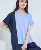 【インディヴィ/INDIVI】の【洗える/汗ジミ防止】バイカラー アシメヘム Tシャツ ブルー|ID: prp329100004589552 ipo3291000000032642207