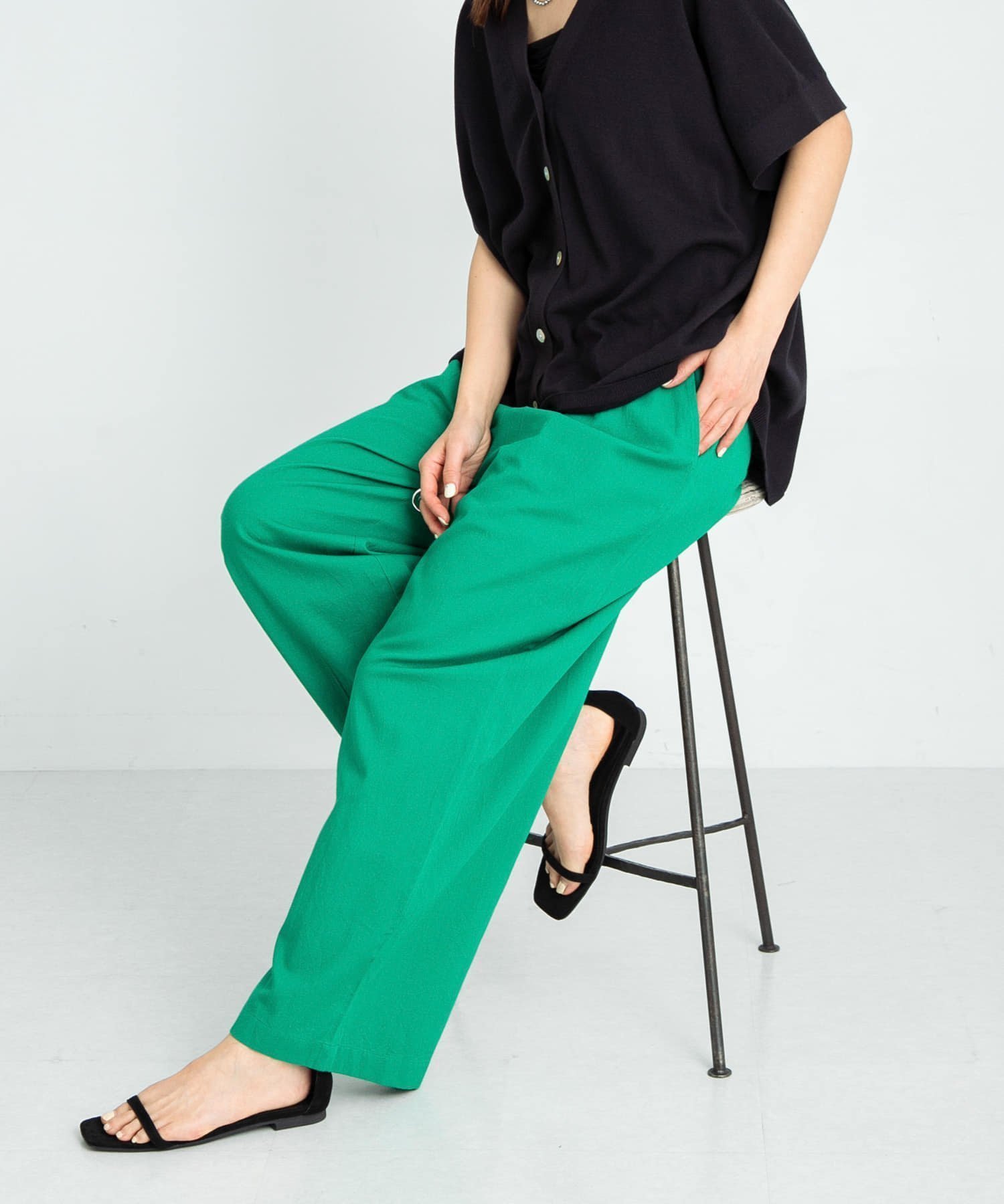 【サニーレーベル/Sonny Label / URBAN RESEARCH】のコットンイージーカラーパンツ インテリア・キッズ・メンズ・レディースファッション・服の通販 founy(ファニー) 　ファッション　Fashion　レディースファッション　Ladies' Fashion Online　パンツ　Pants　2025年　2025　2025春夏・S/S　Ss,Spring/Summer,2025　インド　India　ストレート　Straight　ワイド　Wide　吸水　Water Absorption　夏　Summer　S/S・春夏　Ss・Spring/Summer　グリーン|ID: prp329100004589564 ipo3291000000032684021
