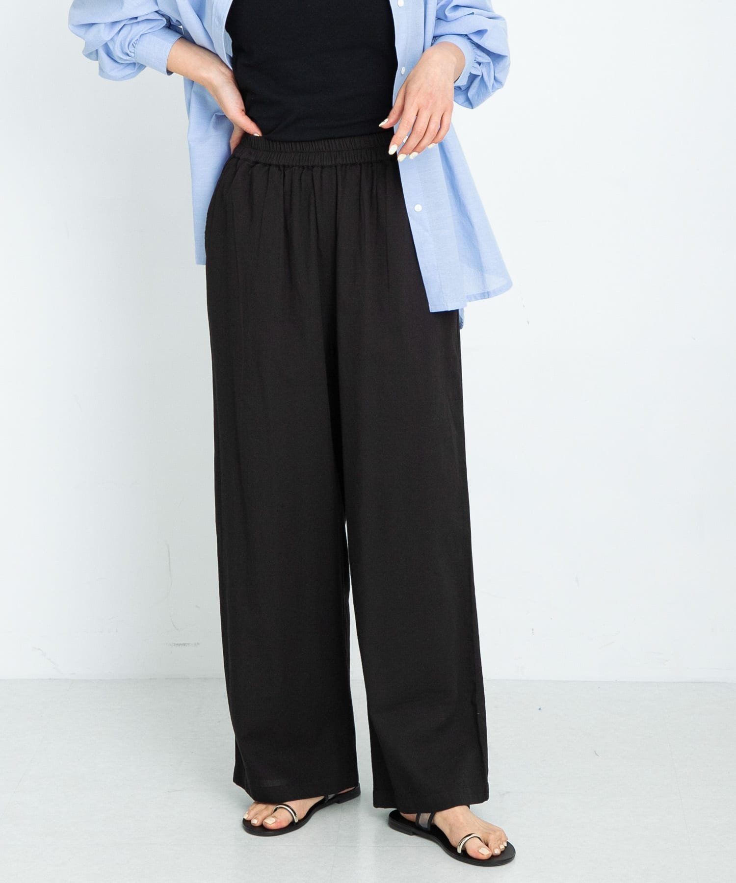 【サニーレーベル/Sonny Label / URBAN RESEARCH】のコットンイージーカラーパンツ インテリア・キッズ・メンズ・レディースファッション・服の通販 founy(ファニー) 　ファッション　Fashion　レディースファッション　Ladies' Fashion Online　パンツ　Pants　2025年　2025　2025春夏・S/S　Ss,Spring/Summer,2025　インド　India　ストレート　Straight　ワイド　Wide　吸水　Water Absorption　夏　Summer　S/S・春夏　Ss・Spring/Summer　ブラック|ID: prp329100004589564 ipo3291000000032684023