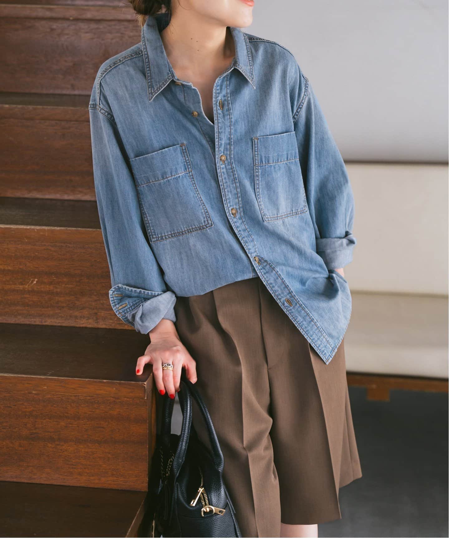 【スピック&スパン/Spick & Span】の《追加》ライトオンスデニムシャツ インテリア・キッズ・メンズ・レディースファッション・服の通販 founy(ファニー) 　ファッション　Fashion　レディースファッション　Fashion for Women　トップス・カットソー　Cut & Sew Tops　シャツ・ブラウス・オフィスカジュアル　Elegant Blouses & Button-Ups　インナー　Innerwear　サックスブルー|ID: prp329100004589790 ipo3291000000033719231