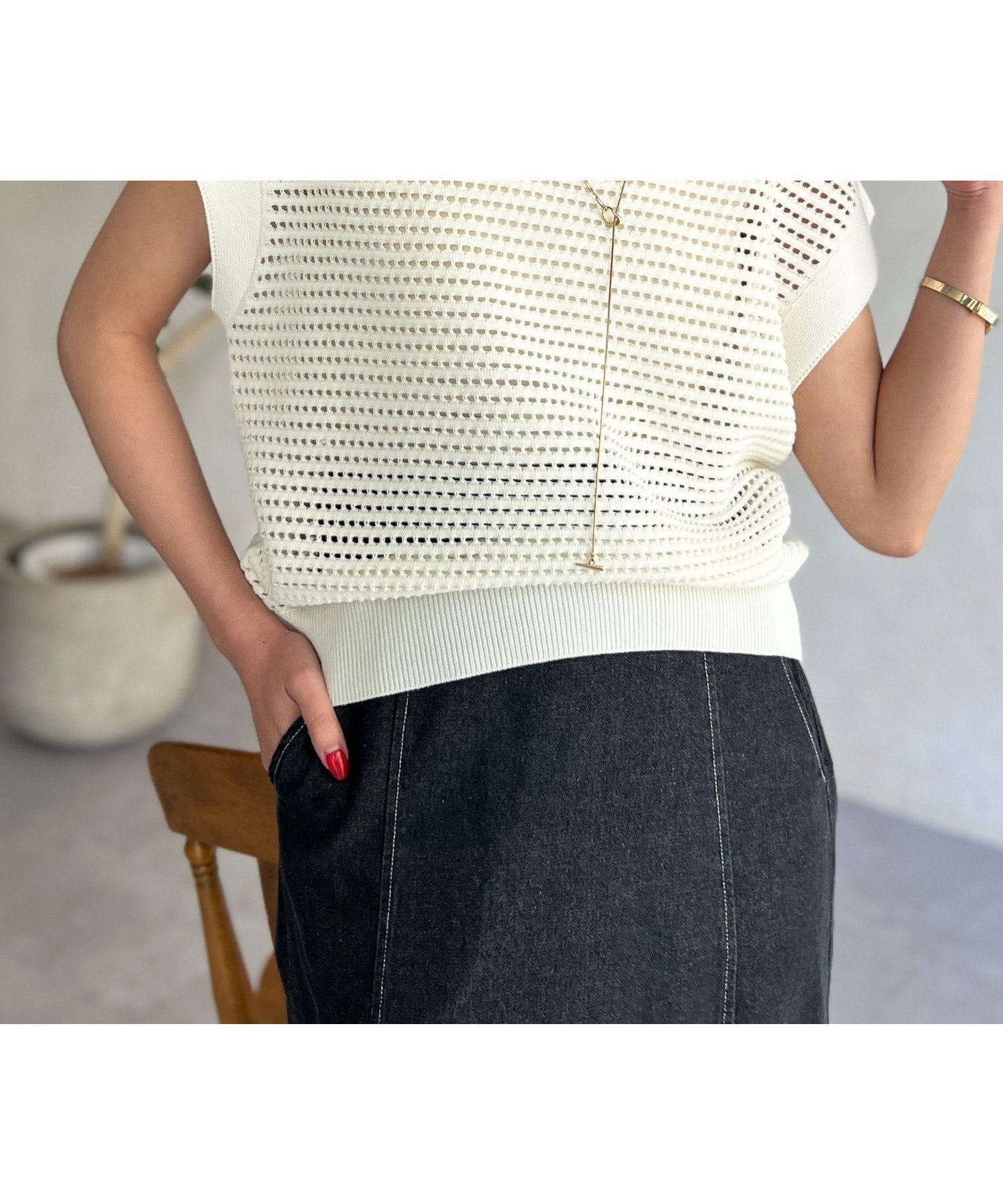 【シェトワ/Chez toi】のコットンメッシュニットフレンチプルオーバー インテリア・キッズ・メンズ・レディースファッション・服の通販 founy(ファニー) 　ファッション　Fashion　レディースファッション　Ladies' Fashion Online　トップス・カットソー　Tops/Tshirt　ニット　Knit Tops　プルオーバー　Pullover　おすすめ　Recommend　アクリル　Acrylic　インナー　Inner　シンプル　Simple　スラックス　Slacks　スリーブ　Sleeve　デニム　Denim　フレンチ　French　プチプライス・低価格　Affordable　メッシュ　Mesh　リラックス　Relax　エレガント 上品　Elegant　オフホワイト|ID: prp329100004589803 ipo3291000000032646669