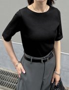 【リエディ/Re:EDIT】のテレコリブ5分袖トップス 人気、トレンドファッション・服の通販 founy(ファニー) ファッション Fashion レディースファッション Fashion for Women トップス・カットソー Cut & Sew Tops インナー Innerwear キャミワンピース Cami Dress, Slip Dress コンパクト Compact, Small Size サロペット Overalls, Salopette シンプル Simple, Minimal ジャケット Jacket, Outerwear スタイリッシュ Stylish, Fashionable ストレッチ Stretch, Stretchy Fabric デコルテ Décolleté, Neckline フェミニン Feminine, Girly 半袖 Short Sleeve, Half Sleeve リラックス Relax, Relaxed Fit ロング Long, Long-Length おすすめ Recommended / Our Picks エレガント 上品 Elegant ビジネス 仕事 通勤 Business / Work / Commuting thumbnail ブラック|ID: prp329100004589835 ipo3291000000033599302