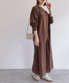 【その他のブランド/Other】の配色ステッチ オーバーサイズ 長袖 Tシャツ ワンピース ブラウン|ID: prp329100004589894 ipo3291000000032896070