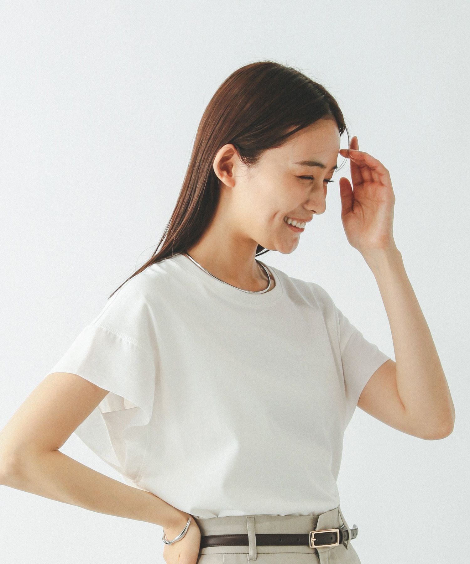 【グローバルワーク/GLOBAL WORK】の汗染み軽減シフォンT/497050 人気、トレンドファッション・服の通販 founy(ファニー) 　ファッション　Fashion　レディースファッション　Fashion for Women　シフォン　Chiffon, Lightweight Fabric　スリット　Slit, Slit Detail　デニム　Denim, Jeans Material　ドッキング　Docking, Mixed Material　フロント　Front, Front Design　マニッシュ　Mannish, Boyish　エレガント 上品　Elegant　夏　Summer　 other-1|ID: prp329100004589949 ipo3291000000032740625