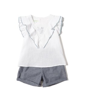 【ビームス/BEAMS / KIDS】の刺繍 フレアスリーブ セットアップ(90~150cm) 人気、トレンドファッション・服の通販 founy(ファニー) ファッション Fashion キッズファッション Fashion for Kids ショート Short, Short Length スリーブ Sleeve, Long Sleeve / Short Sleeve セットアップ Set-Up, Coordinated Outfit フレア Flare, Flared フロント Front, Front Design |ID:prp329100004590042