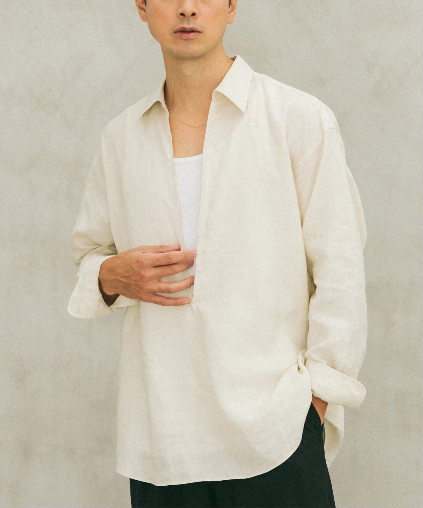 【エディフィス/EDIFICE / MEN】の《追加》リネン スキッパー シャツ インテリア・キッズ・メンズ・レディースファッション・服の通販 founy(ファニー) 　ファッション　Fashion　メンズファッション　Fashion for Men　スキッパー　Skipper, Open Collar　リネン　Linen, Linen Fabric　ナチュラル|ID: prp329100004590143 ipo3291000000032755016