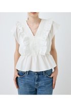 【マウジー/moussy】のSHIRRING RUFFLE PEPLUM トップス WHT|ID: prp329100004590280 ipo3291000000032724421