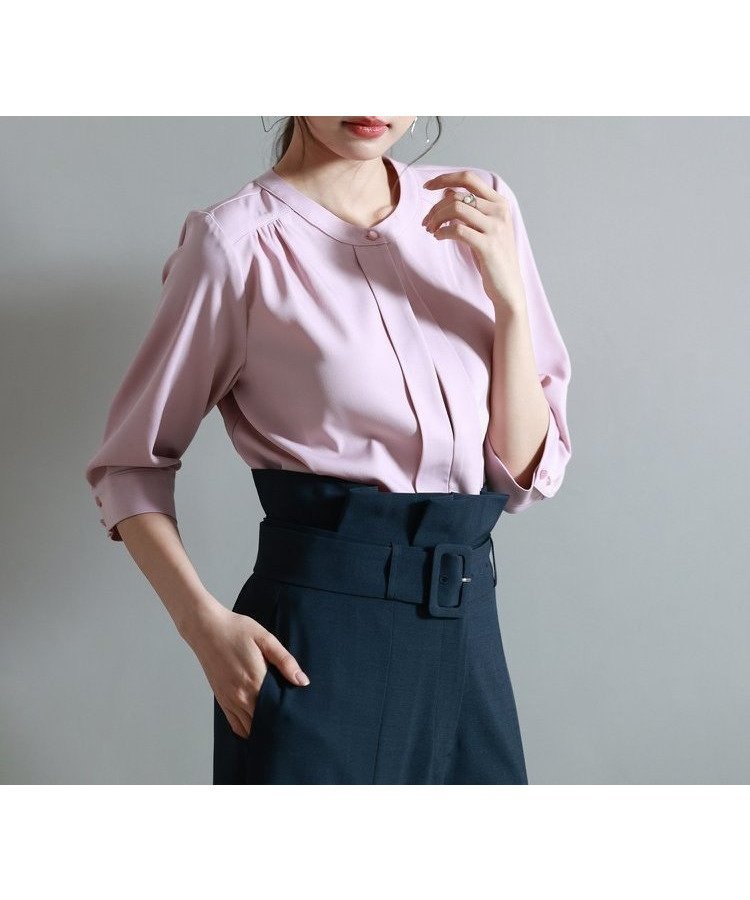 【ドレス/DRESS+】のブラウス 七分袖 2way トップス プルオーバー インテリア・キッズ・メンズ・レディースファッション・服の通販 founy(ファニー) 　ファッション　Fashion　レディースファッション　Fashion for Women　トップス・カットソー　Cut & Sew Tops　シャツ・ブラウス・オフィスカジュアル　Elegant Blouses & Button-Ups　カジュアルプルオーバー・ニットトップス　Pullovers & Knit Tops / Casual Pullovers　とろみ　Fluid, Flowy Fabric　インナー　Innerwear　オケージョン　Occasion Wear　ギャザー　Gathered, Ruffled　シンプル　Simple, Minimal　スキッパー　Skipper, Open Collar　フェミニン　Feminine, Girly　フロント　Front, Front Design　ピンク|ID: prp329100004590314 ipo3291000000033460318