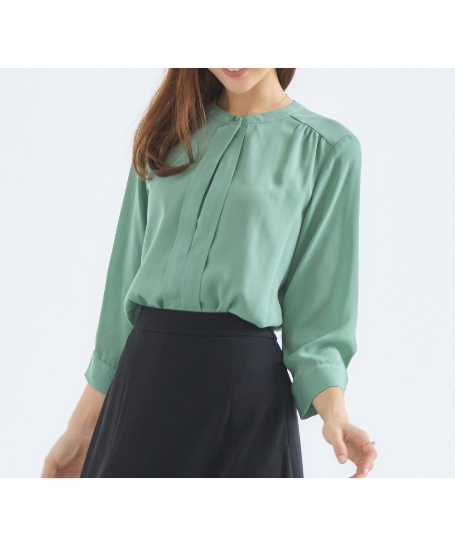 【ドレス/DRESS+】のブラウス 七分袖 2way トップス プルオーバー インテリア・キッズ・メンズ・レディースファッション・服の通販 founy(ファニー) 　ファッション　Fashion　レディースファッション　Fashion for Women　トップス・カットソー　Cut & Sew Tops　シャツ・ブラウス・オフィスカジュアル　Elegant Blouses & Button-Ups　カジュアルプルオーバー・ニットトップス　Pullovers & Knit Tops / Casual Pullovers　とろみ　Fluid, Flowy Fabric　インナー　Innerwear　オケージョン　Occasion Wear　ギャザー　Gathered, Ruffled　シンプル　Simple, Minimal　スキッパー　Skipper, Open Collar　フェミニン　Feminine, Girly　フロント　Front, Front Design　グリーン|ID: prp329100004590314 ipo3291000000033460320