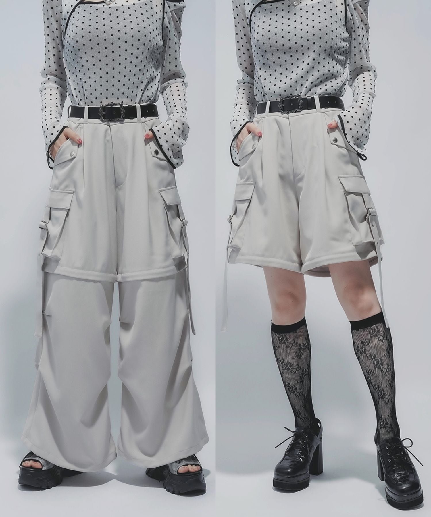 【ハレ/HARE】のマルチWAYワイドカーゴパンツ インテリア・キッズ・メンズ・レディースファッション・服の通販 founy(ファニー) 　ファッション　Fashion　レディースファッション　Ladies' Fashion Online　パンツ　Pants　おすすめ　Recommend　ウェーブ　Wave　ジップ　Zip　ジャケット　Jacket　ストレート　Straight　ハーフ　Half　バルーン　Balloon　ポケット　Pocket　ロング　Long　ワイド　Wide　オフホワイト05|ID: prp329100004590396 ipo3291000000032571338