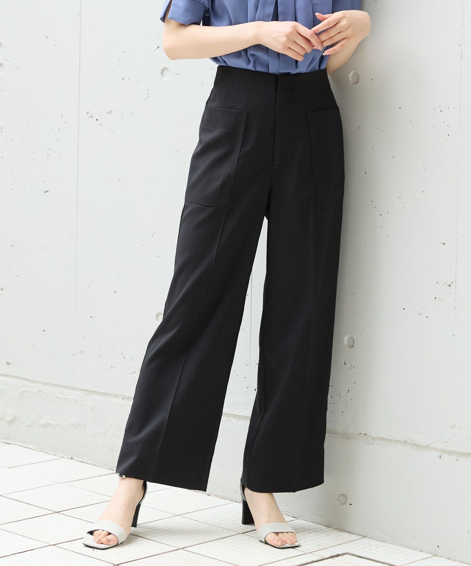 【アンデミュウ/Andemiu】のポケットハイウエストパンツ 人気、トレンドファッション・服の通販 founy(ファニー) 　ファッション　Fashion　レディースファッション　Ladies' Fashion Online　パンツ　Pants　ストレート　Straight　センター　Center　ポケット　Pocket　ロング　Long　秋　Autumn/Fall　 other-1|ID: prp329100004590455 ipo3291000000032666053
