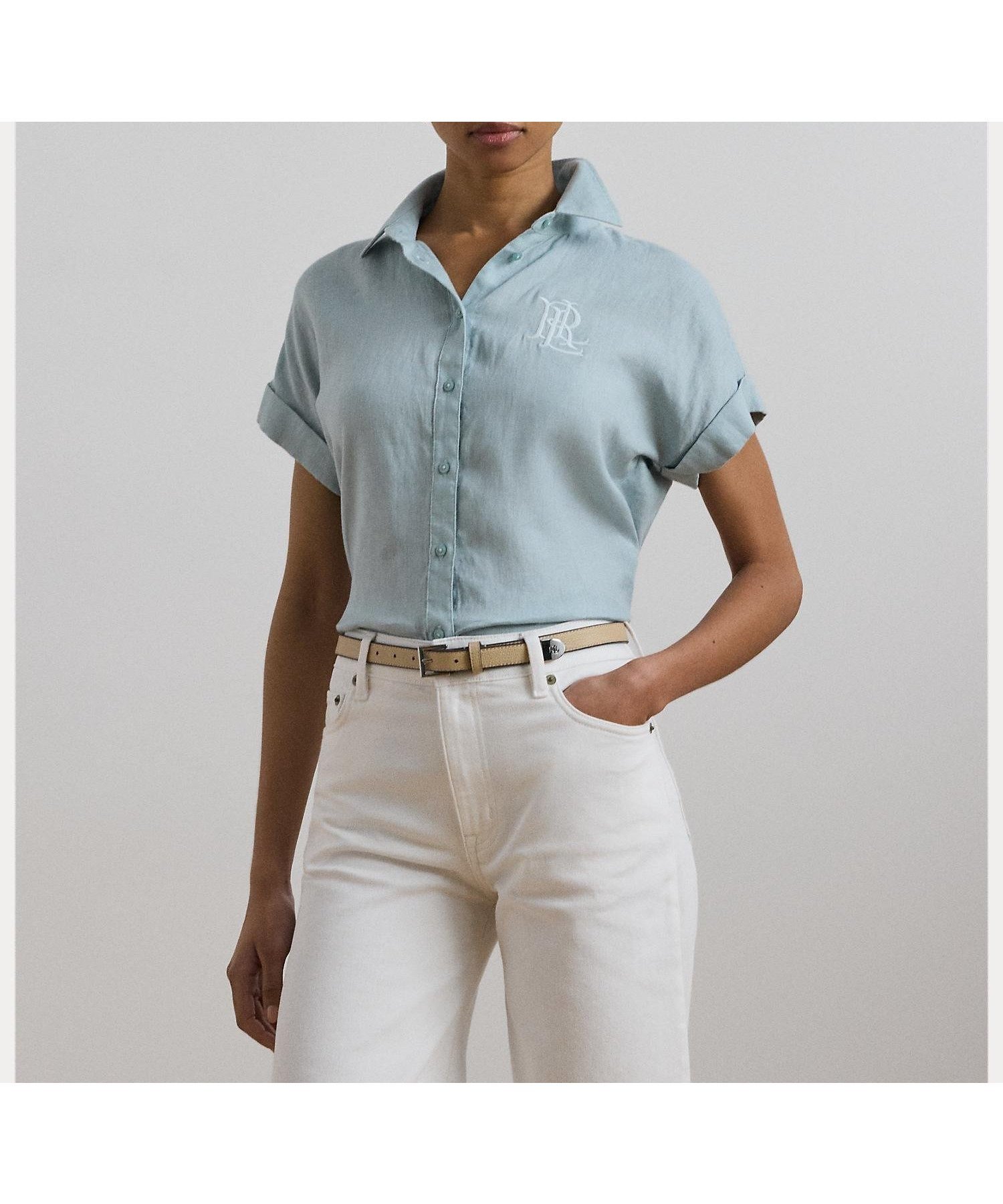 【ラルフローレン/RALPH LAUREN】のリネン ショートスリーブ シャツ インテリア・キッズ・メンズ・レディースファッション・服の通販 founy(ファニー) 　ファッション　Fashion　レディースファッション　Fashion for Women　トップス・カットソー　Cut & Sew Tops　シャツ・ブラウス・オフィスカジュアル　Elegant Blouses & Button-Ups　ショルダー　Shoulder, Shoulder Strap　ショート　Short, Short Length　スリーブ　Sleeve, Long Sleeve / Short Sleeve　ドロップ　Drop Shoulder, Dropped Style　フィット　Fit, Slim Fit　ヨーク　Yoke, Yoke Design　ラウンド　Round, Round Neck　リネン　Linen, Linen Fabric　リラックス　Relax, Relaxed Fit　エレガント 上品　Elegant　半袖　Short Sleeve, Half Sleeve　400ブルー|ID: prp329100004590493 ipo3291000000033312424