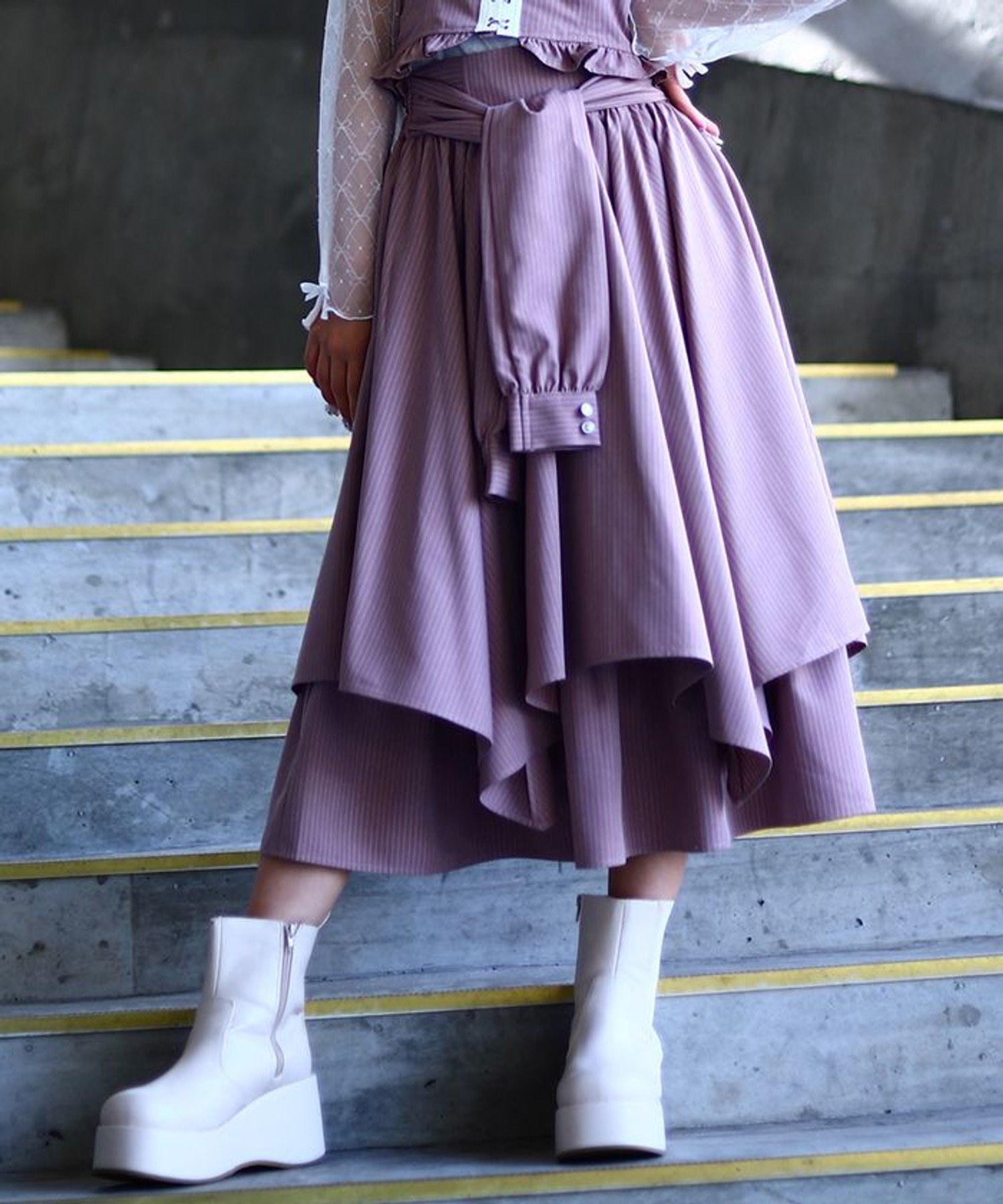 【アクシーズファム/axes femme】のシャツ巻き風イレヘムスカート インテリア・キッズ・メンズ・レディースファッション・服の通販 founy(ファニー) 　ファッション　Fashion　レディースファッション　Ladies' Fashion Online　スカート　Skirt　コルセット　Corset　ピンク|ID: prp329100004590745 ipo3291000000032678747