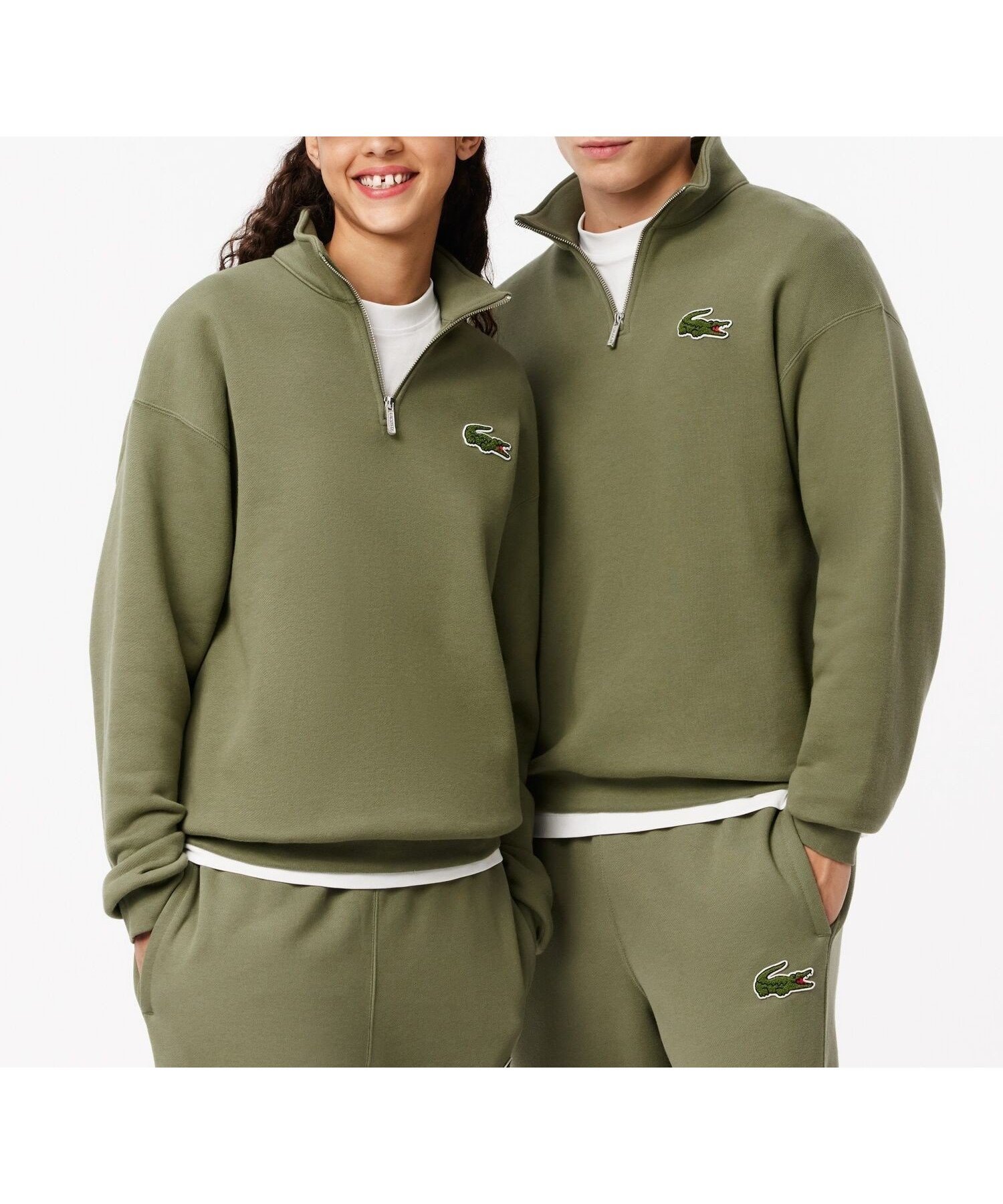 【ラコステ/LACOSTE】のハーフジップスタンドカラースウェット / スタンドジップ トレーナー インテリア・キッズ・メンズ・レディースファッション・服の通販 founy(ファニー) 　ファッション　Fashion　レディースファッション　Fashion for Women　トップス・カットソー　Cut & Sew Tops　レディースパーカー・カジュアルフーディー　Casual Hoodies & Sweatshirts　スウェット・クルーネックトップス　Sweatshirts & Crewnecks / Relaxed Fit Sweat Tops　エレガント 上品　Elegant　スタンド　Stand Collar, Upright Stand　トレンド　Trend, Trending Now　トレーナー　Sweatshirt, Trainer　カーキ|ID: prp329100004590824 ipo3291000000033544585