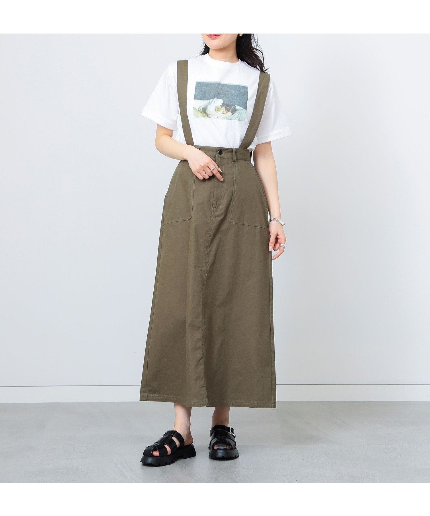 【ビームス ハート/BEAMS HEART】のサスペンダー付き フレアスカート インテリア・キッズ・メンズ・レディースファッション・服の通販 founy(ファニー) 　ファッション　Fashion　レディースファッション　Ladies' Fashion Online　スカート　Skirt　Aライン/フレアスカート　Flared A-Line Skirts　サスペンダー　Suspenders　スリット　Slit　フィット　Fit　フレア　Flare　リラックス　Relax　ロング　Long　DARK OLIVE|ID: prp329100004590841 ipo3291000000032577712