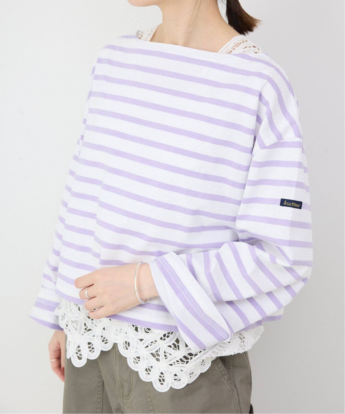 【スローブ イエナ/SLOBE IENA】のLe minor/ルミノア SLOBE別注 ショートボーダープルオーバー インテリア・キッズ・メンズ・レディースファッション・服の通販 founy(ファニー) 　ファッション　Fashion　レディースファッション　Ladies' Fashion Online　トップス・カットソー　Tops/Tshirt　プルオーバー　Pullover　2025年　2025　2025春夏・S/S　Ss,Spring/Summer,2025　クロップド　Cropped　トレンド　Trend　バスク　Basque　バランス　Balance　フランス　France　人気　Popularity　別注　Special Order　春　Spring　パープル|ID: prp329100004591064 ipo3291000000032641916