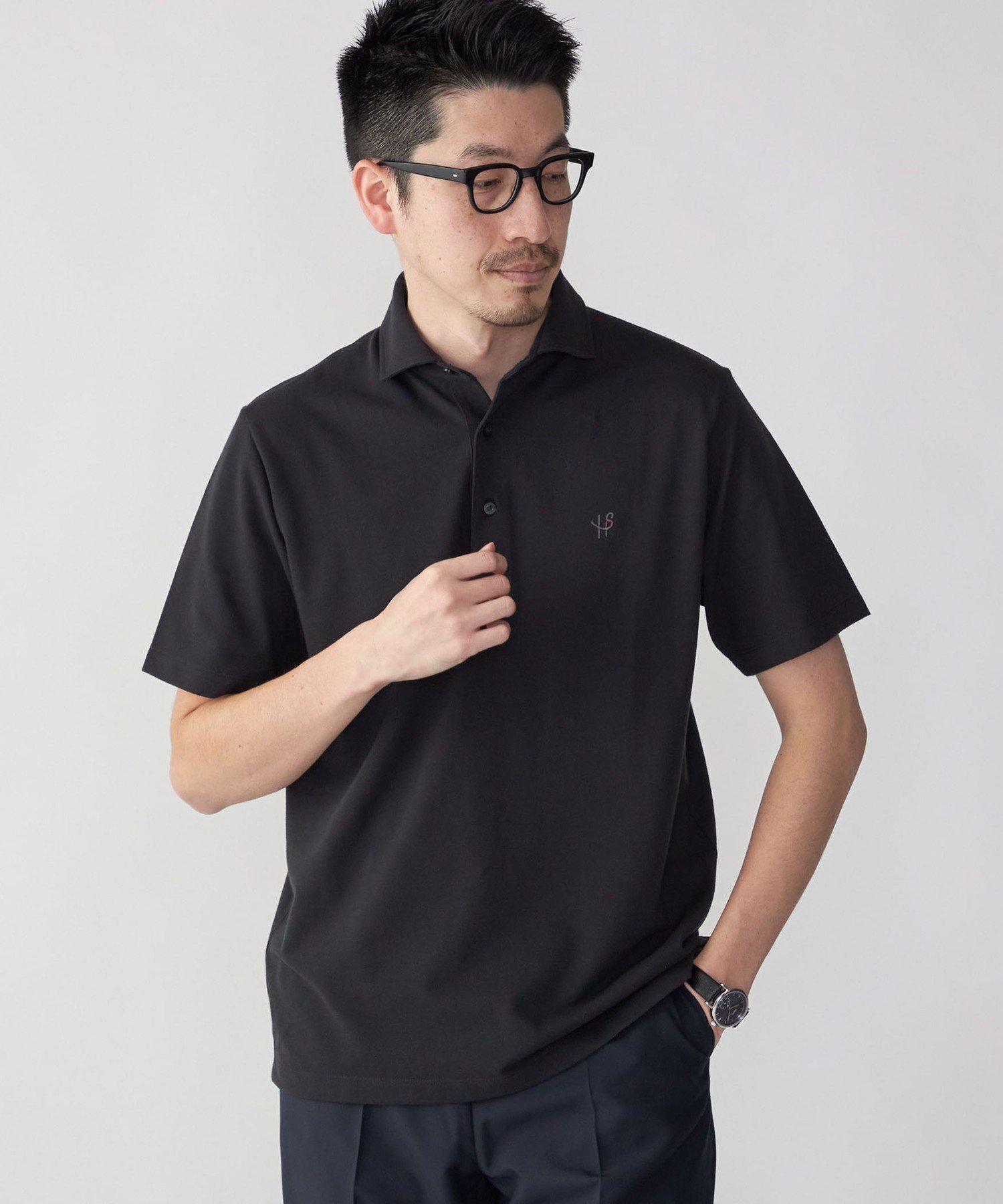 【シップス/SHIPS / MEN】の【WEB限定】SHIPS 吸水速乾 ドライピケ ワンポイント ロゴ ワイドカラー ポロシャツ インテリア・キッズ・メンズ・レディースファッション・服の通販 founy(ファニー) 　ファッション　Fashion　メンズファッション　Fashion for Men　インナー　Innerwear　吸水　Absorbent, Quick-Dry　鹿の子　Piqué, Kanoko Fabric　シャンブレー　Chambray, Denim-Like Fabric　ジャケット　Jacket, Outerwear　ポロシャツ　Polo Shirt, Collared Tee　ラグジュアリー　Luxury, Elegant　ワイド　Wide, Wide Fit　ワンポイント　One Point, Statement Accent　ビジネス 仕事 通勤　Business / Work / Commuting　ブラック|ID: prp329100004591141 ipo3291000000032645861