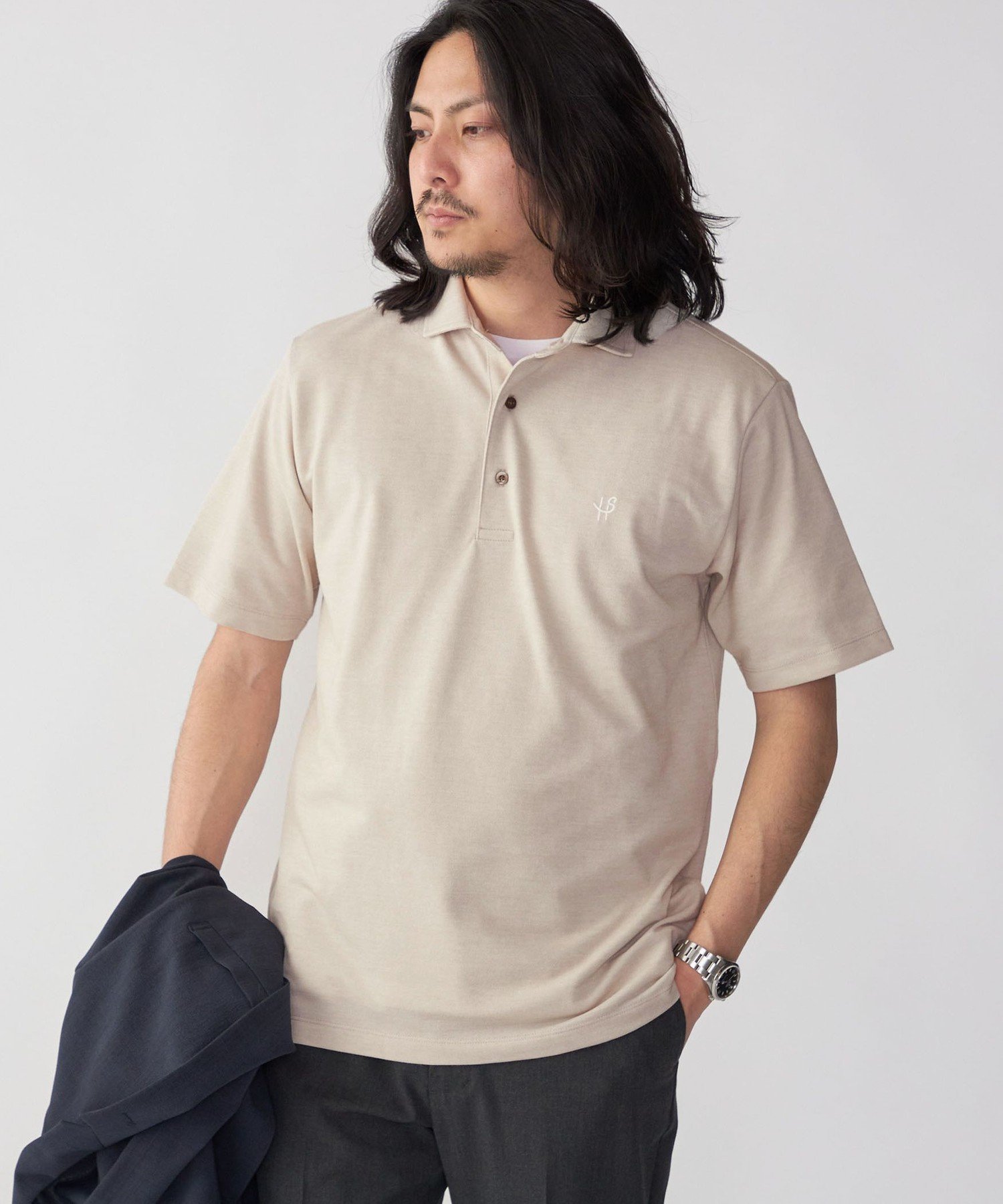 【シップス/SHIPS / MEN】の【WEB限定】SHIPS 吸水速乾 ドライピケ ワンポイント ロゴ ワイドカラー ポロシャツ インテリア・キッズ・メンズ・レディースファッション・服の通販 founy(ファニー) 　ファッション　Fashion　メンズファッション　Fashion for Men　インナー　Innerwear　吸水　Absorbent, Quick-Dry　鹿の子　Piqué, Kanoko Fabric　シャンブレー　Chambray, Denim-Like Fabric　ジャケット　Jacket, Outerwear　ポロシャツ　Polo Shirt, Collared Tee　ラグジュアリー　Luxury, Elegant　ワイド　Wide, Wide Fit　ワンポイント　One Point, Statement Accent　ビジネス 仕事 通勤　Business / Work / Commuting　ベージュ|ID: prp329100004591141 ipo3291000000032645864