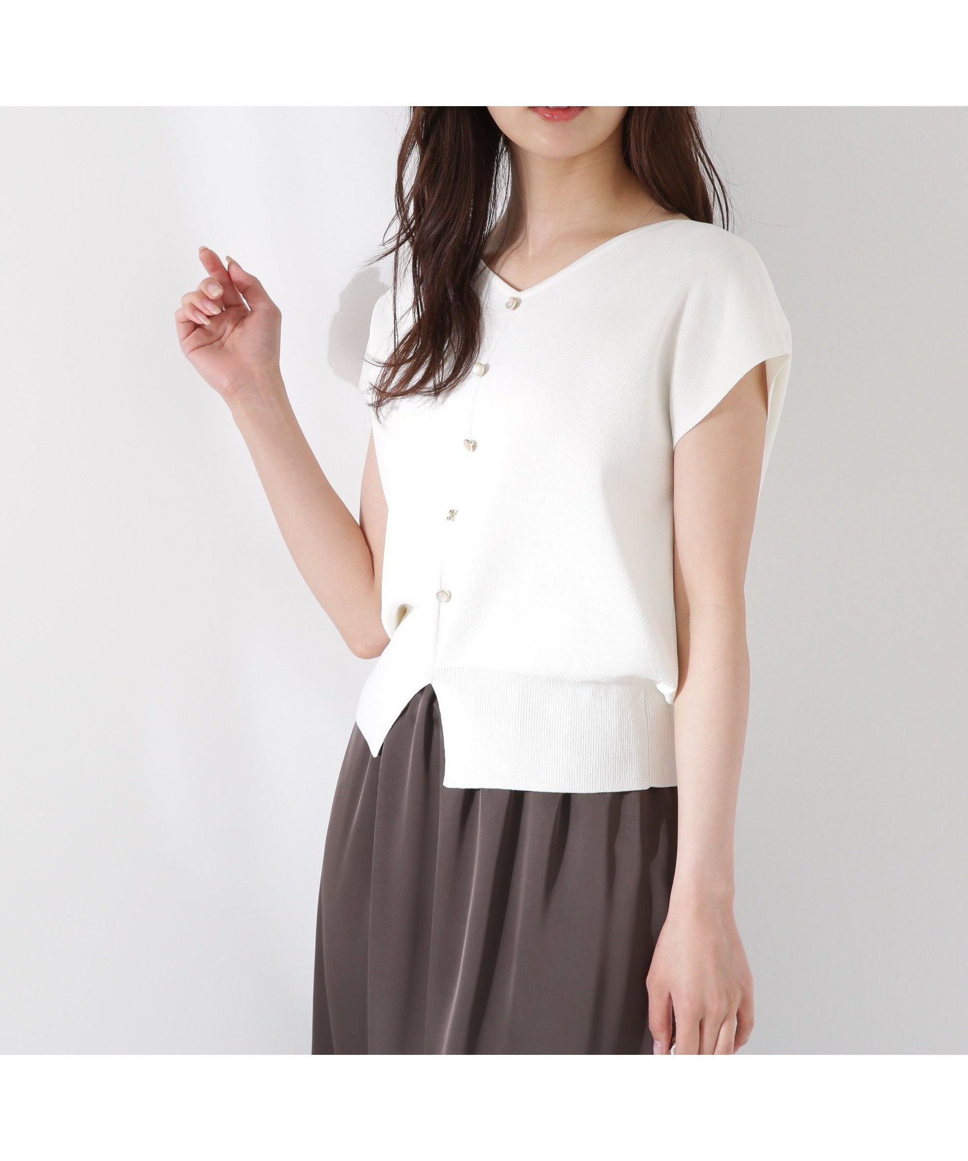 【プロポーション ボディドレッシング/PROPORTION BODY DRESSING】の前後2way総針ニット インテリア・キッズ・メンズ・レディースファッション・服の通販 founy(ファニー) 　ファッション　Fashion　レディースファッション　Fashion for Women　トップス・カットソー　Cut & Sew Tops　ニット　Knit Tops & Sweaters　おすすめ　Recommended / Our Picks　カーディガン　Cardigan, Knitwear　スリット　Slit, Slit Detail　エクリュ1|ID: prp329100004591225 ipo3291000000033555357