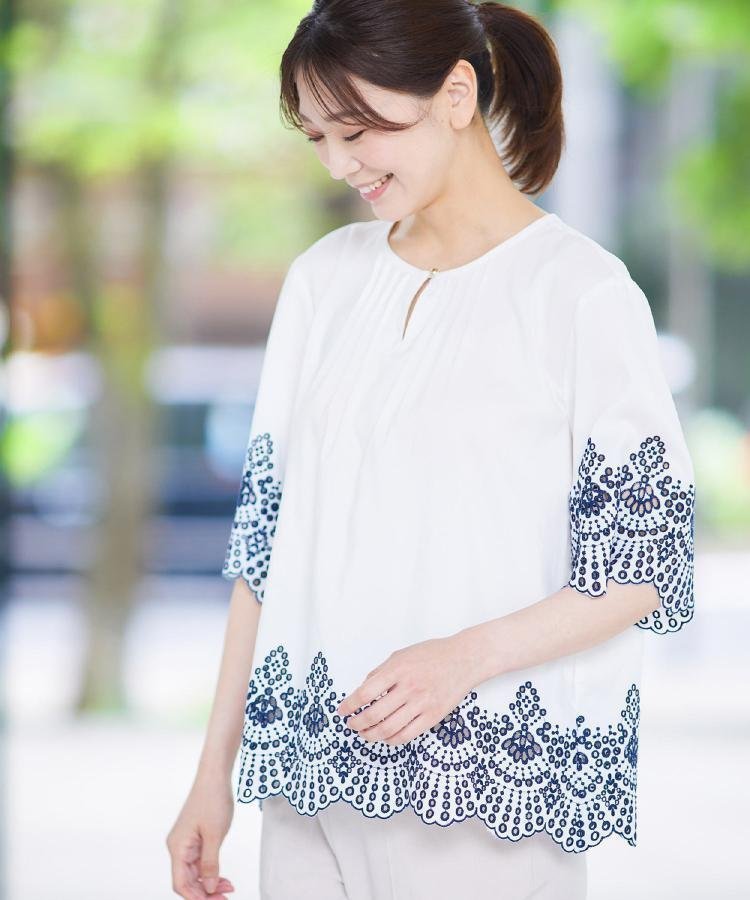 【リフレクト/Reflect】の【接触冷感/洗える/シワになりにくい】エンブロイダリーブラウス 人気、トレンドファッション・服の通販 founy(ファニー) 　ファッション　Fashion　レディースファッション　Fashion for Women　トップス・カットソー　Cut & Sew Tops　シャツ・ブラウス・オフィスカジュアル　Elegant Blouses & Button-Ups　洗える　Machine Washable　 other-1|ID: prp329100004591254 ipo3291000000033826235