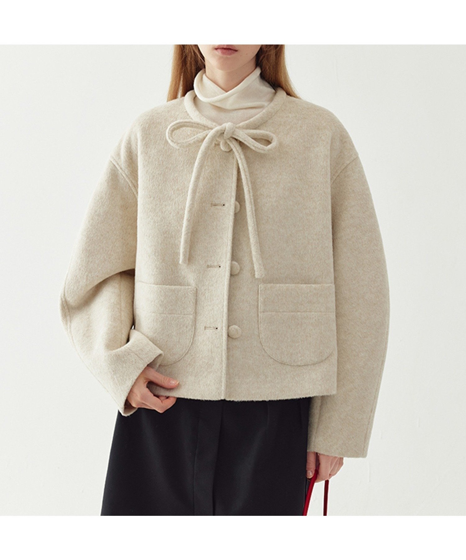 【チュクラ/chuclla】のリボンタイ ショートコート FQ24W101 Fano Studios 人気、トレンドファッション・服の通販 founy(ファニー) 　ファッション　Fashion　レディースファッション　Fashion for Women　アウター　Coat / Outerwear Collection　コート・ロングコート・ピーコート　Long Coats, Peacoats & More　ウォーム　Warm Fabric　エレガント 上品　Elegant　ガーリー　Girly, Feminine Style　クール　Cool, Chic　ショート　Short, Short Length　シンプル　Simple, Minimal　トレンド　Trend, Trending Now　フェミニン　Feminine, Girly　フォルム　Silhouette, Form　ベーシック　Basic, Essential　リアル　Real, Realistic　リボン　Ribbon, Bow　 other-1|ID: prp329100004591261 ipo3291000000034527624