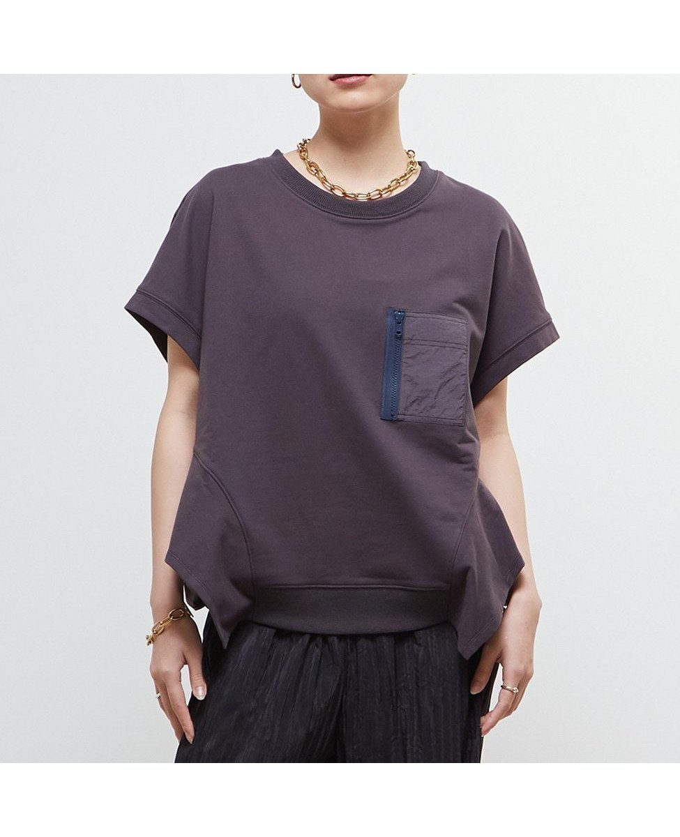 【その他のブランド/Other】の異素材使いデザインスウェット インテリア・キッズ・メンズ・レディースファッション・服の通販 founy(ファニー) 　ファッション　Fashion　レディースファッション　Fashion for Women　トップス・カットソー　Cut & Sew Tops　レディースパーカー・カジュアルフーディー　Casual Hoodies & Sweatshirts　スウェット・クルーネックトップス　Sweatshirts & Crewnecks / Relaxed Fit Sweat Tops　オレンジ　Orange　カットソー　Cut and Sewn Top　タフタ　Taffeta, Structured Fabric　チャコールグレー|ID: prp329100004591507 ipo3291000000032753916