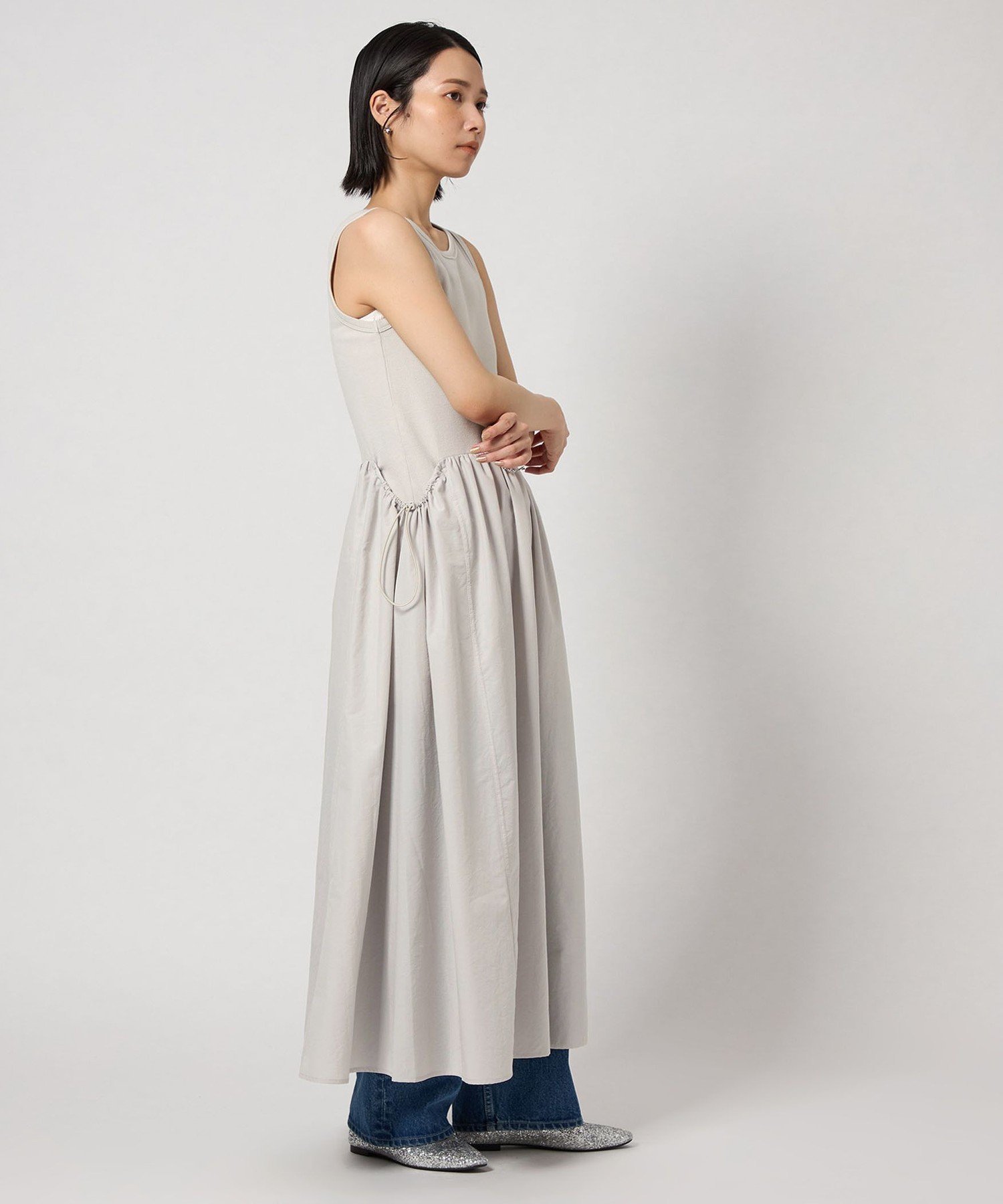 【その他のブランド/Other】のCITEN ドッキングワンピース インテリア・キッズ・メンズ・レディースファッション・服の通販 founy(ファニー) 　ファッション　Fashion　レディースファッション　Fashion for Women　ワンピース　Dresses　テレコ　Ribbed, Rib Stitch　ドッキング　Docking, Mixed Material　ノースリーブ　Sleeveless, No-Sleeve　フィット　Fit, Slim Fit　A/W・秋冬　Autumn/Winter　おすすめ　Recommended / Our Picks　LT.GRAY|ID: prp329100004591555 ipo3291000000032984703