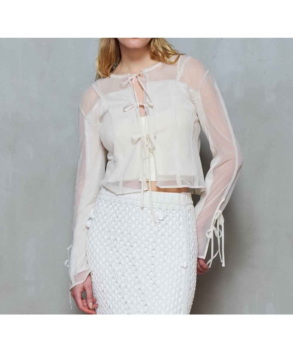 【メゾンスペシャル/MAISON SPECIAL】のReversible Sheer Cardigan インテリア・キッズ・メンズ・レディースファッション・服の通販 founy(ファニー) 　ファッション　Fashion　レディースファッション　Fashion for Women　トップス・カットソー　Cut & Sew Tops　カーディガン・羽織り　Layered Style Cardigans　コンビ　Combo, Combination Style　シンプル　Simple, Minimal　ドッキング　Docking, Mixed Material　リバーシブル　Reversible, Two-Sided　リボン　Ribbon, Bow　夏　Summer　羽織　Haori, Light Jacket　WHT|ID: prp329100004591608 ipo3291000000032723090