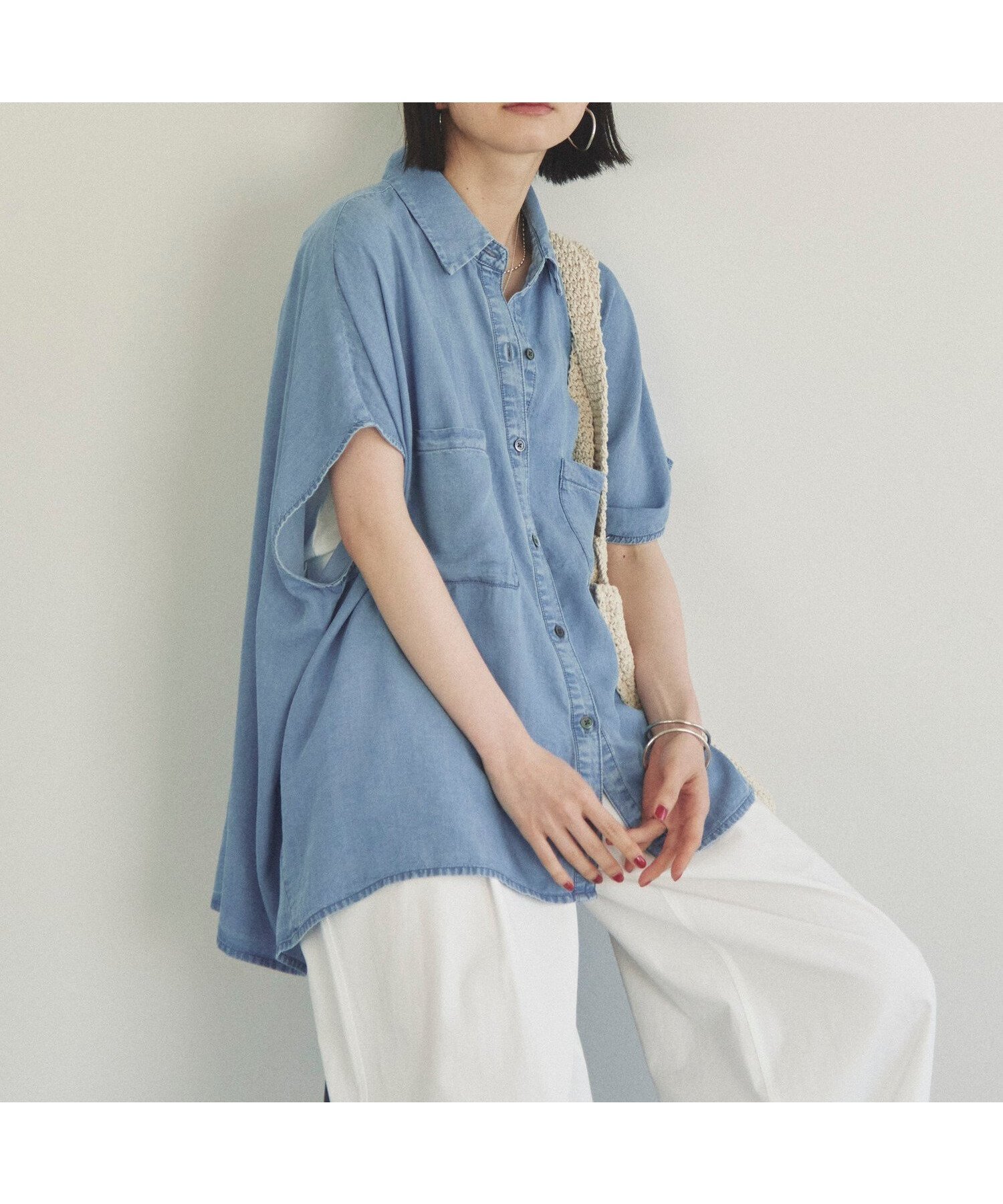 【ドゥ アルシーヴ/Doux archives】のソフトデニムフレンチシャツ インテリア・キッズ・メンズ・レディースファッション・服の通販 founy(ファニー) 　ファッション　Fashion　レディースファッション　Ladies' Fashion Online　トップス・カットソー　Tops/Tshirt　シャツ/ブラウス　Shirts/Blouses　デニム　Denim　人気　Popularity　夏　Summer　定番　Standard　SAX|ID: prp329100004591892 ipo3291000000032677035