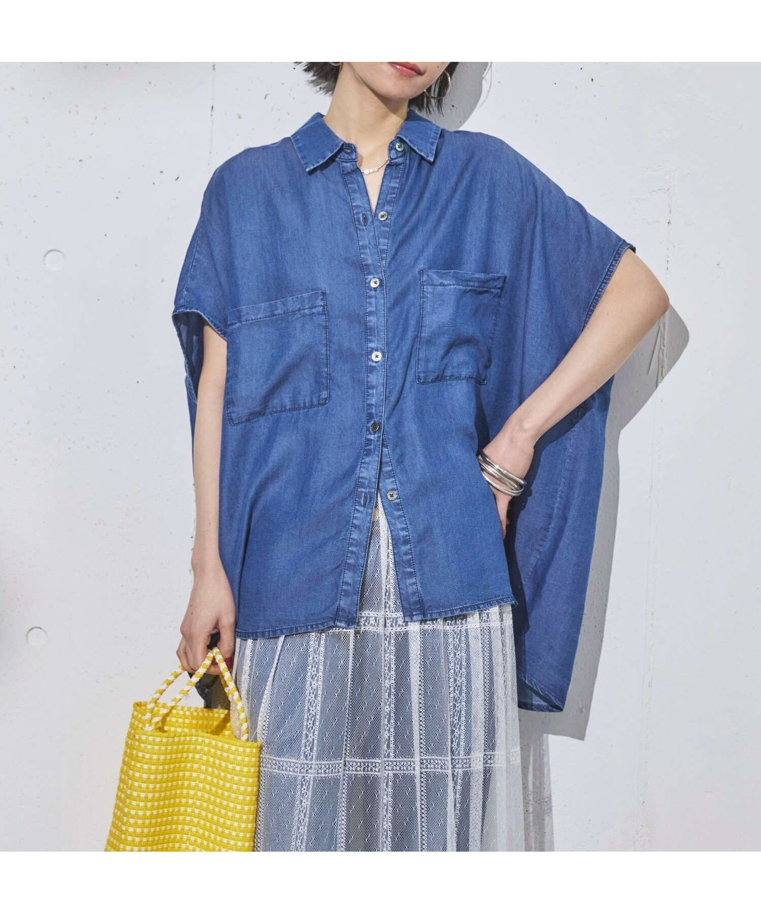 【ドゥ アルシーヴ/Doux archives】のソフトデニムフレンチシャツ インテリア・キッズ・メンズ・レディースファッション・服の通販 founy(ファニー) 　ファッション　Fashion　レディースファッション　Ladies' Fashion Online　トップス・カットソー　Tops/Tshirt　シャツ/ブラウス　Shirts/Blouses　デニム　Denim　人気　Popularity　夏　Summer　定番　Standard　BLUE|ID: prp329100004591892 ipo3291000000032677038
