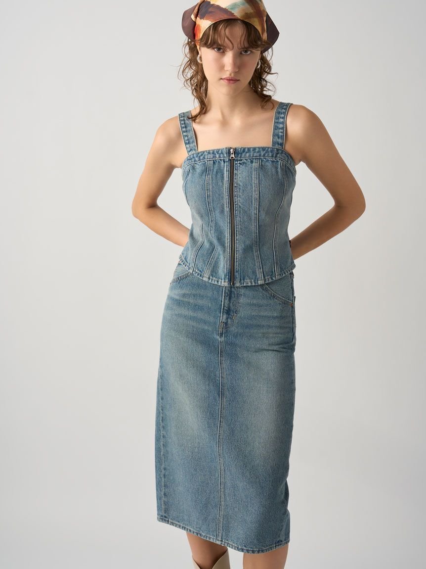 【スナイデル/SNIDEL】の【SNIDEL/Levi s】SCLUPTED BUSTIER 人気、トレンドファッション・服の通販 founy(ファニー) 　ファッション　Fashion　レディースファッション　Fashion for Women　トップス・カットソー　Cut & Sew Tops　ビスチェ　Bustiers & Corset Tops / Layered Bustier Style　おすすめ　Recommended / Our Picks　シャーリング　Shirring, Ruched　デニム　Denim, Jeans Material　フィット　Fit, Slim Fit　フロント　Front, Front Design　別注　Limited Edition, Custom Order　 other-1|ID: prp329100004591954 ipo3291000000033627109