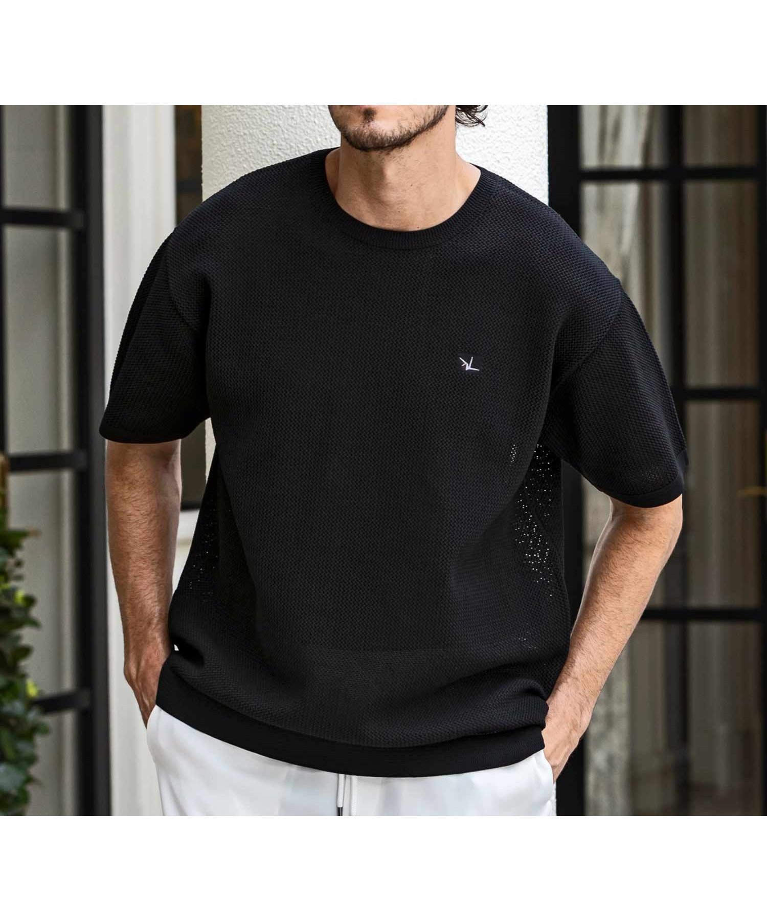 【シフォン/SHIFFON / MEN】の1PIU1UGUALE3 RELAX ベーシック半袖ニットTシャツ「LEON 4月号掲載」 インテリア・キッズ・メンズ・レディースファッション・服の通販 founy(ファニー) 　ファッション　Fashion　メンズファッション　Fashion for Men　春　Spring　吸水　Absorbent, Quick-Dry　4月号　April Issue　ショーツ　Shorts, Short Pants　シンプル　Simple, Minimal　雑誌　Magazine, Fashion Magazine　ベーシック　Basic, Essential　半袖　Short Sleeve, Half Sleeve　メッシュ　Mesh, Net Fabric　リラックス　Relax, Relaxed Fit　S/S・春夏　SS, Spring/Summer, Warm Season　夏　Summer　black|ID: prp329100004591980 ipo3291000000032712779