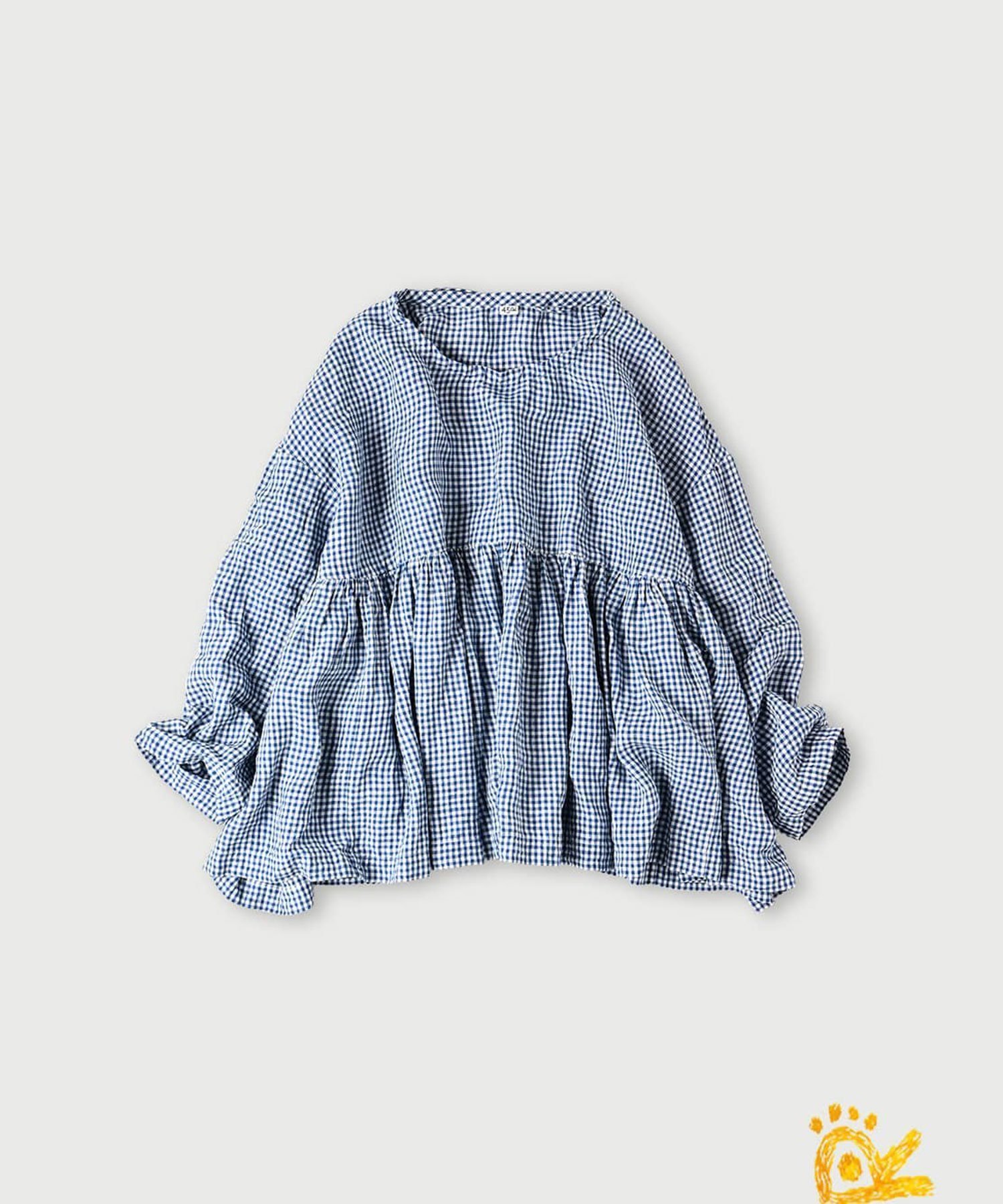 【その他のブランド/Other】の【EC限定】ONEONE インドリネンのギャザーブラウス インテリア・キッズ・メンズ・レディースファッション・服の通販 founy(ファニー) 　ファッション　Fashion　レディースファッション　Ladies' Fashion Online　トップス・カットソー　Tops/Tshirt　シャツ/ブラウス　Shirts/Blouses　インド　India　カラフル　Colorful　ギャザー　Gather　ギンガム　Gingham　チェック　Check　リネン　Linen　ワンポイント　One Point　ブループチギンガム|ID: prp329100004592100 ipo3291000000032600199