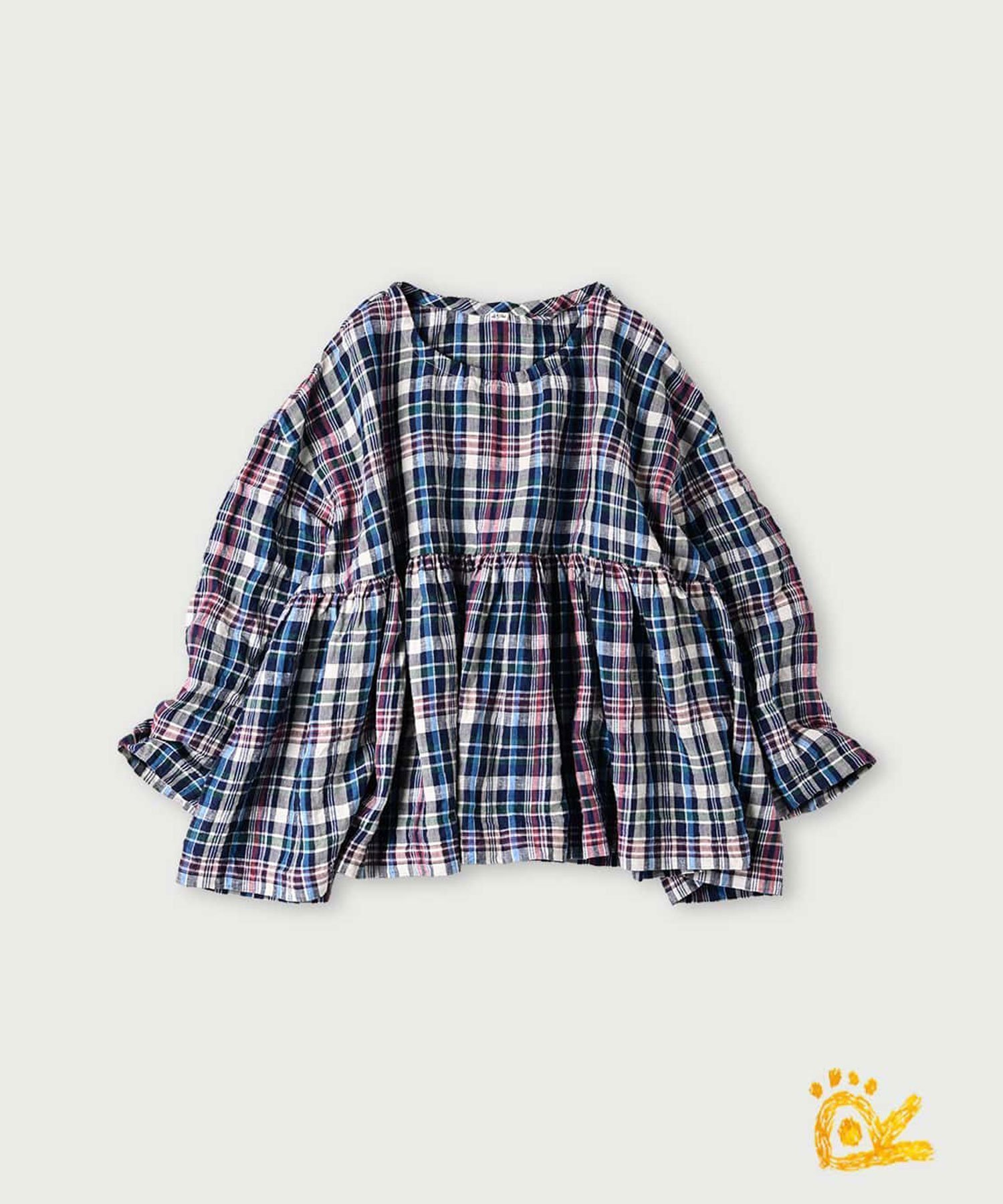 【その他のブランド/Other】の【EC限定】ONEONE インドリネンのギャザーブラウス インテリア・キッズ・メンズ・レディースファッション・服の通販 founy(ファニー) 　ファッション　Fashion　レディースファッション　Ladies' Fashion Online　トップス・カットソー　Tops/Tshirt　シャツ/ブラウス　Shirts/Blouses　インド　India　カラフル　Colorful　ギャザー　Gather　ギンガム　Gingham　チェック　Check　リネン　Linen　ワンポイント　One Point　トリコロ-ルマドラス|ID: prp329100004592100 ipo3291000000032600208