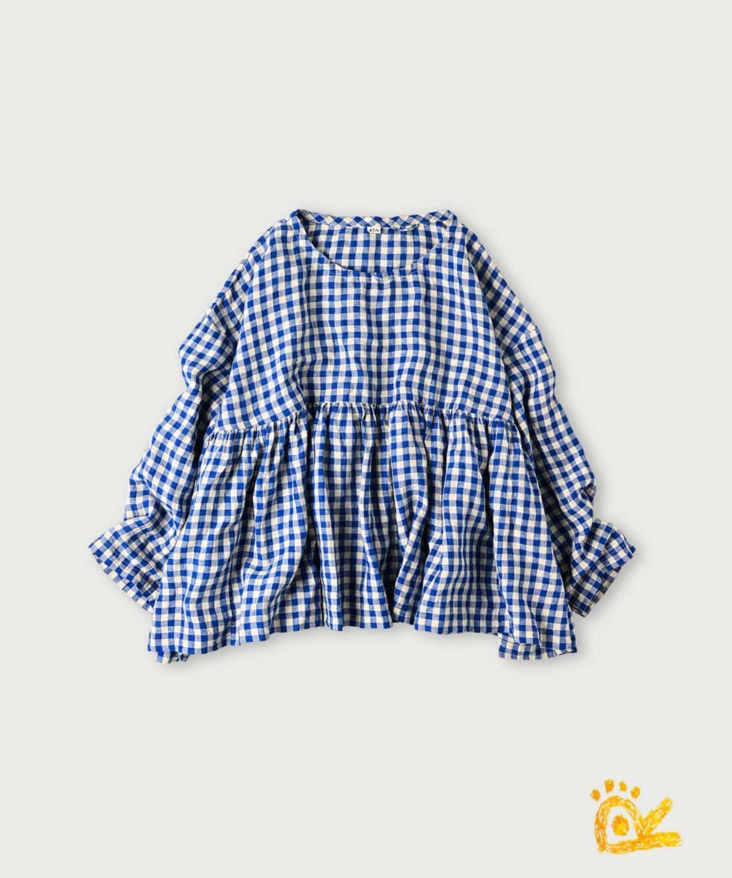 【その他のブランド/Other】の【EC限定】ONEONE インドリネンのギャザーブラウス インテリア・キッズ・メンズ・レディースファッション・服の通販 founy(ファニー) 　ファッション　Fashion　レディースファッション　Ladies' Fashion Online　トップス・カットソー　Tops/Tshirt　シャツ/ブラウス　Shirts/Blouses　インド　India　カラフル　Colorful　ギャザー　Gather　ギンガム　Gingham　チェック　Check　リネン　Linen　ワンポイント　One Point　ブルーギンガムチェック|ID: prp329100004592100 ipo3291000000032607965