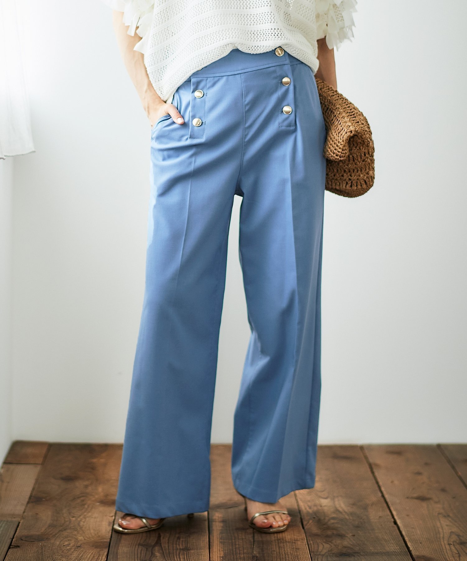 【ルクールブラン/le.coeur blanc】の《スタイルアップ効果抜群》ツイルストレッチマリンパンツ 人気、トレンドファッション・服の通販 founy(ファニー) 　ファッション　Fashion　レディースファッション　Fashion for Women　パンツ　Pants & Trousers　おすすめ　Recommended / Our Picks　ストレッチ　Stretch, Stretchy Fabric　センター　Center, Center Line　ワイド　Wide, Wide Fit　春　Spring　 other-1|ID: prp329100004592108 ipo3291000000032721801