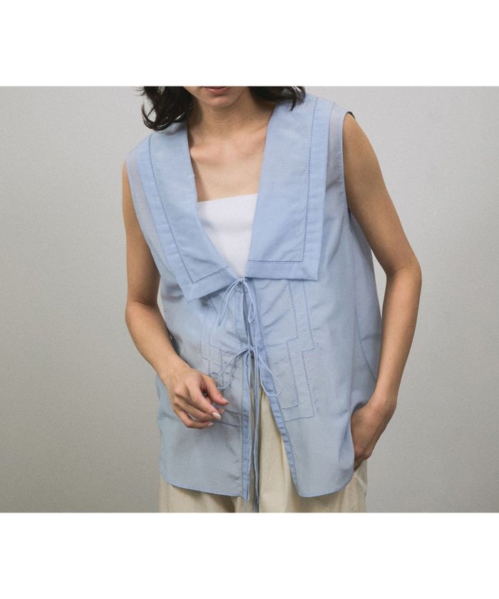 【サロン アダム エ ロペ/SALON adam et rope'】のコットンシルクジレブラウス インテリア・キッズ・メンズ・レディースファッション・服の通販 founy(ファニー) https://founy.com/ ファッション Fashion レディースファッション Ladies' Fashion Online アウター Coat Outerwear トップス・カットソー Tops/Tshirt シャツ/ブラウス Shirts/Blouses ベスト/ジレ Gilets/Vests キャミソール Camisole シルク Silk タンク Tank デニム Denim ノースリーブ No Sleeve フロント Front ポケット Pocket リラックス Relax 夏 Summer エレガント 上品 Elegant |ID: prp329100004592553 ipo3291000000032604642