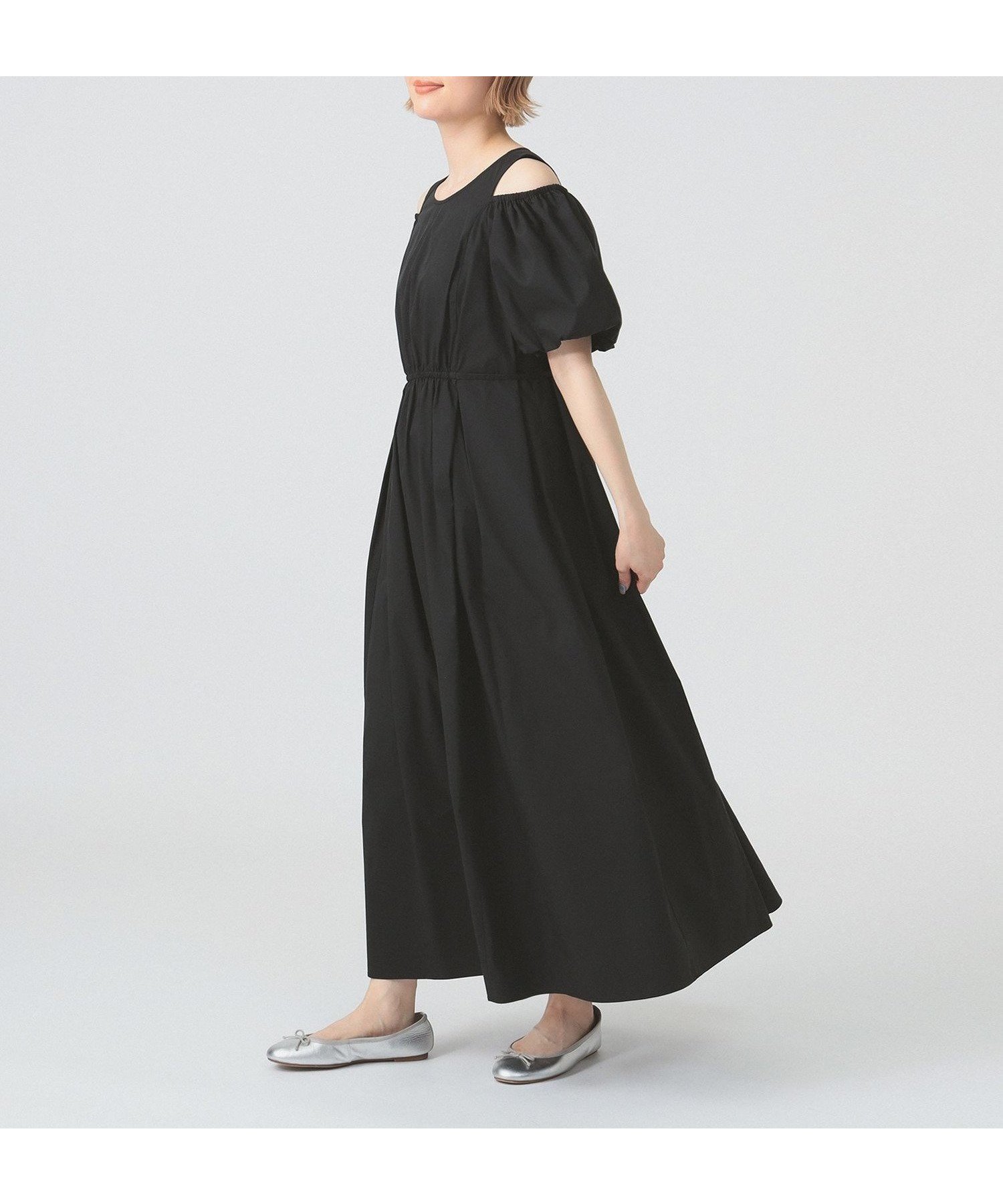 【ビームス ウイメン/BEAMS】のショルダー スリット パフスリーブ ワンピース インテリア・キッズ・メンズ・レディースファッション・服の通販 founy(ファニー) 　ファッション　Fashion　レディースファッション　Fashion for Women　ワンピース　Dresses　ショルダー　Shoulder, Shoulder Strap　スリット　Slit, Slit Detail　スリーブ　Sleeve, Long Sleeve / Short Sleeve　フォーマル　Formal, Dressy　ペチコート　Petticoat, Underskirt　リボン　Ribbon, Bow　BLACK|ID: prp329100004592564 ipo3291000000033625195