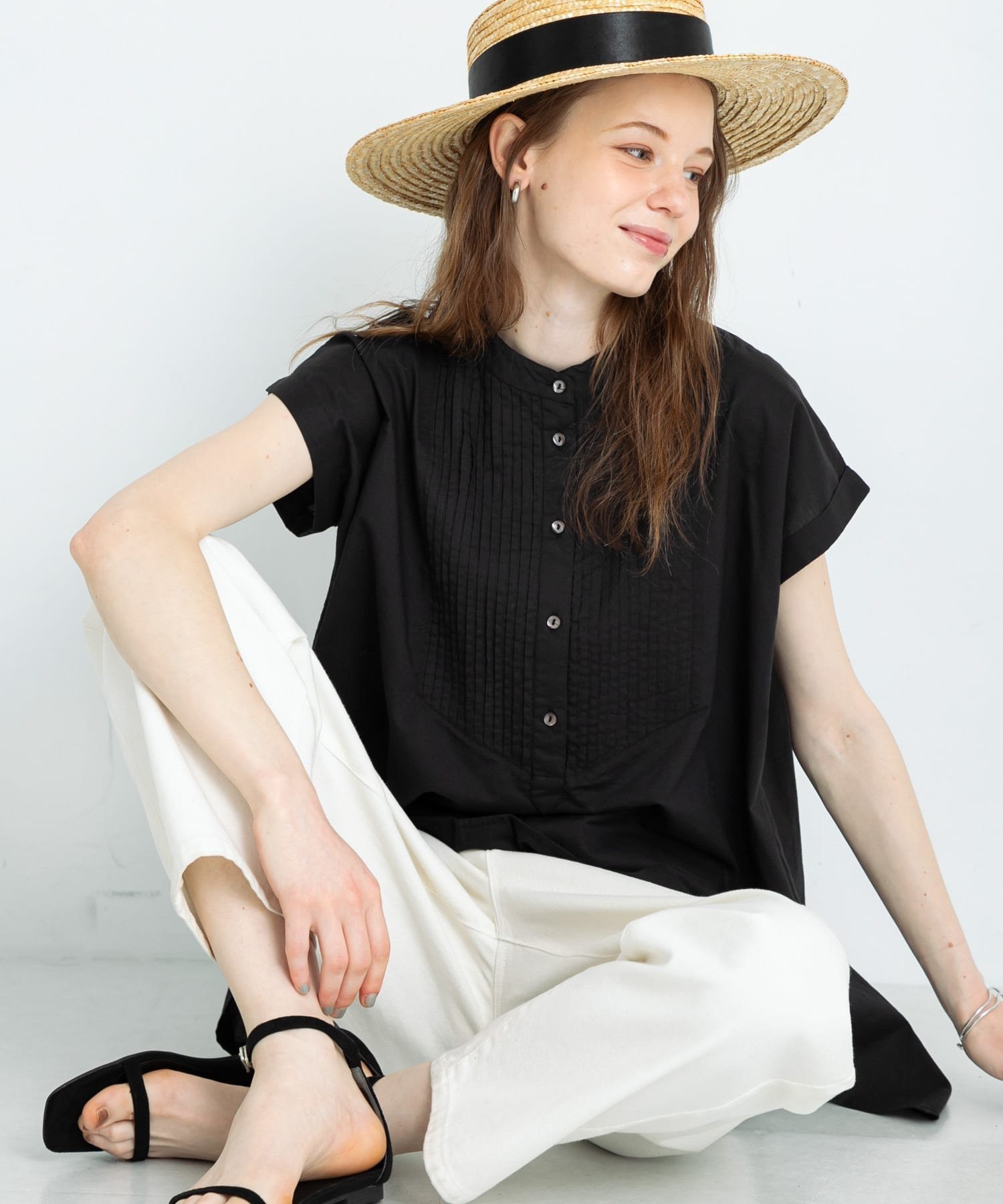 【サニーレーベル/Sonny Label / URBAN RESEARCH】のエアリーコットンピンタックドレスシャツ インテリア・キッズ・メンズ・レディースファッション・服の通販 founy(ファニー) 　ファッション　Fashion　レディースファッション　Ladies' Fashion Online　トップス・カットソー　Tops/Tshirt　シャツ/ブラウス　Shirts/Blouses　ワンピース　Dress　ドレス　Party Dresses　2025年　2025　2025春夏・S/S　Ss,Spring/Summer,2025　おすすめ　Recommend　インド　India　エアリー　Airy　ギャザー　Gather　シンプル　Simple　デニム　Denim　フロント　Front　ヨーク　Yoke　夏　Summer　S/S・春夏　Ss・Spring/Summer　ブラック|ID: prp329100004592577 ipo3291000000032605154