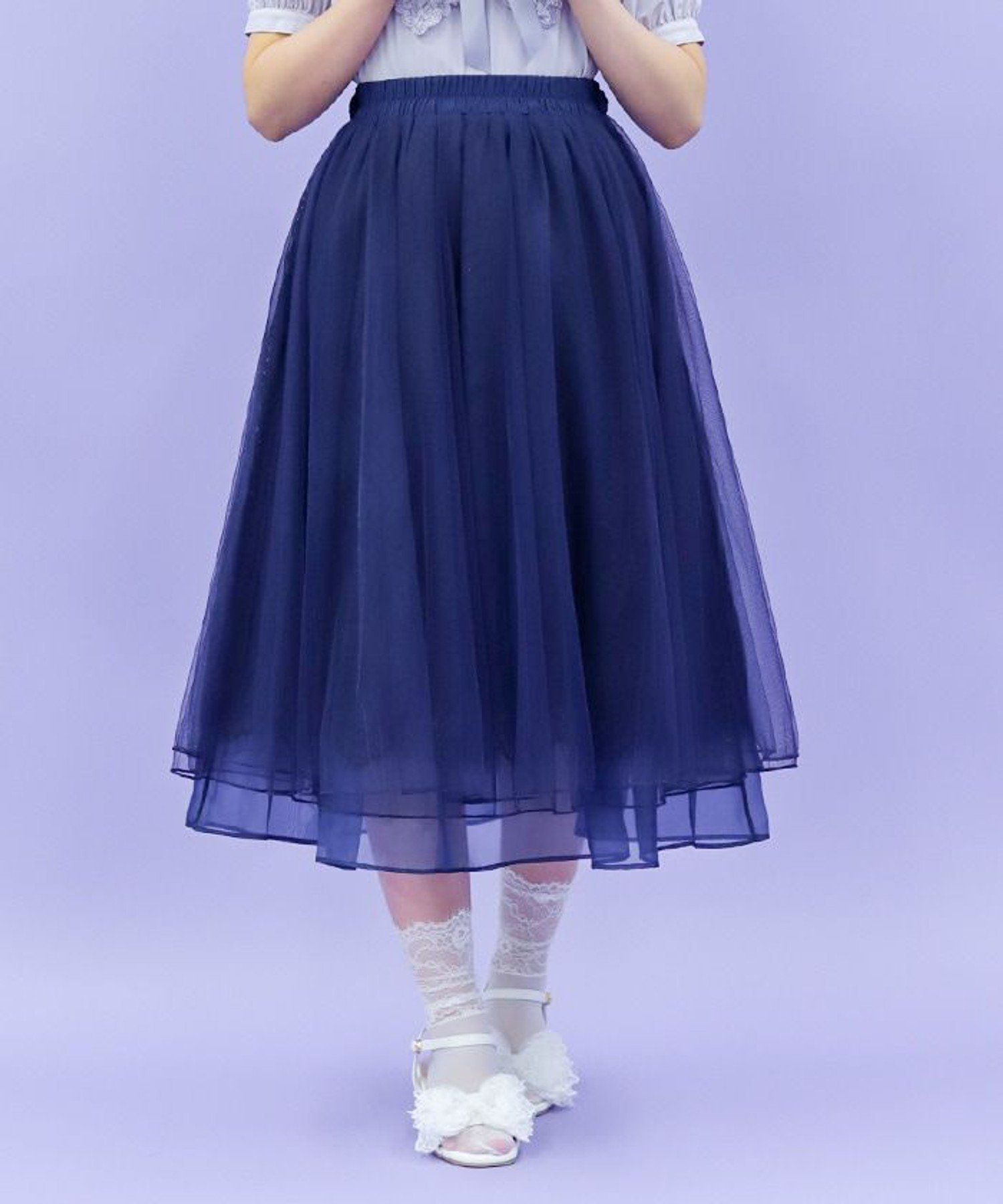 【アクシーズファム/axes femme】のレース*チュールスカート インテリア・キッズ・メンズ・レディースファッション・服の通販 founy(ファニー) 　ファッション　Fashion　レディースファッション　Ladies' Fashion Online　スカート　Skirt　おすすめ　Recommend　チューリップ　Tulip　チュール　Tulle　レース　Race　人気　Popularity　春　Spring　紺|ID: prp329100004592591 ipo3291000000032605384