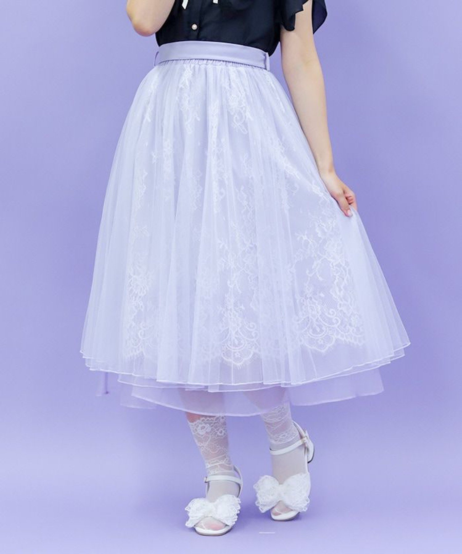 【アクシーズファム/axes femme】のレース*チュールスカート インテリア・キッズ・メンズ・レディースファッション・服の通販 founy(ファニー) 　ファッション　Fashion　レディースファッション　Ladies' Fashion Online　スカート　Skirt　おすすめ　Recommend　チューリップ　Tulip　チュール　Tulle　レース　Race　人気　Popularity　春　Spring　ラベンダー|ID: prp329100004592591 ipo3291000000032605386