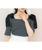 【ウィルセレクション/WILLSELECTION】のショルダーリボンパワショルトップス black/borderストライプ|ID: prp329100004592606 ipo3291000000032728459