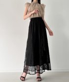 【ジュノア/JUNOAH】のラッフルスリットレースフレアスカート ブラック|ID: prp329100004592620 ipo3291000000032605957
