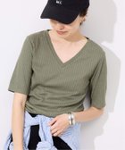 【スローブ イエナ/SLOBE IENA】の《汗染み防止/抗菌防臭》リブVネックプルオーバー カーキ|ID: prp329100004592622 ipo3291000000032796836