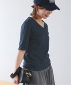【スローブ イエナ/SLOBE IENA】の《汗染み防止/抗菌防臭》リブVネックプルオーバー ネイビー|ID: prp329100004592622 ipo3291000000032796841