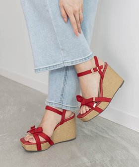 【ランダ/RANDA】のステッチ*リボン ウェッジサンダル 人気、トレンドファッション・服の通販 founy(ファニー) ファッション Fashion レディースファッション Ladies' Fashion Online ラップ Wrap リボン Ribbon エレガント 上品 Elegant 人気 Popularity |ID:prp329100004592633