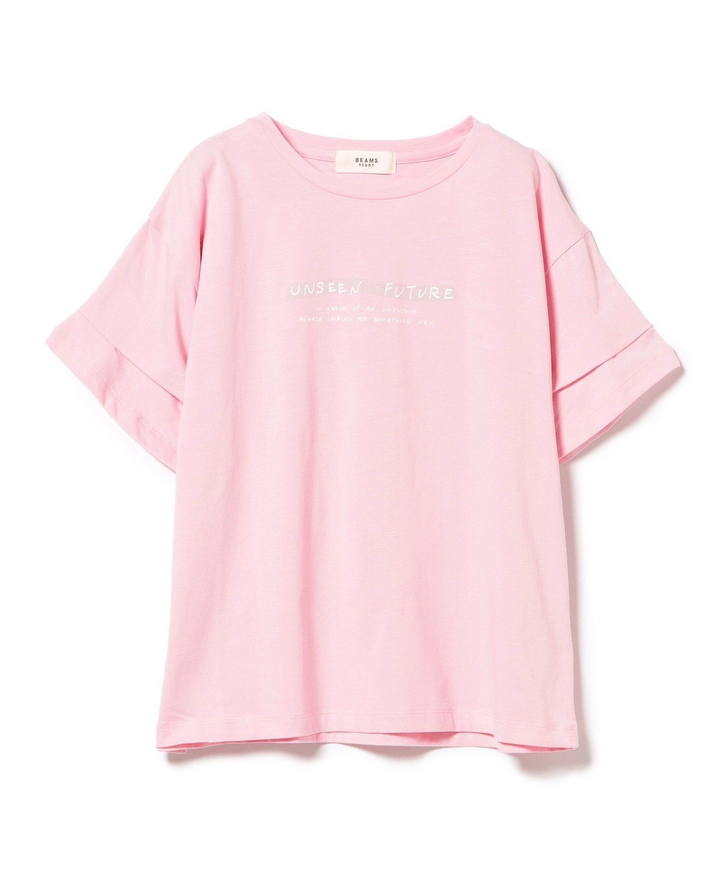【ビームス ハート/BEAMS HEART】の【洗濯機洗い可】袖タック ハンド ロゴ Tシャツ 25SS 半袖 インテリア・キッズ・メンズ・レディースファッション・服の通販 founy(ファニー) 　ファッション　Fashion　レディースファッション　Ladies' Fashion Online　トップス・カットソー　Tops/Tshirt　シャツ/ブラウス　Shirts/Blouses　ロング / Tシャツ　T-Shirts　インナー　Inner　シンプル　Simple　ジャケット　Jacket　スラックス　Slacks　デニム　Denim　定番　Standard　ハンド　Hand　バランス　Balance　フィット　Fit　フロント　Front　プリント　Print　ベーシック　Basic　半袖　Short Sleeve　ミックス　Mix　おすすめ　Recommend　2025年　2025　2025春夏・S/S　Ss,Spring/Summer,2025　PINK|ID: prp329100004592640 ipo3291000000032606244